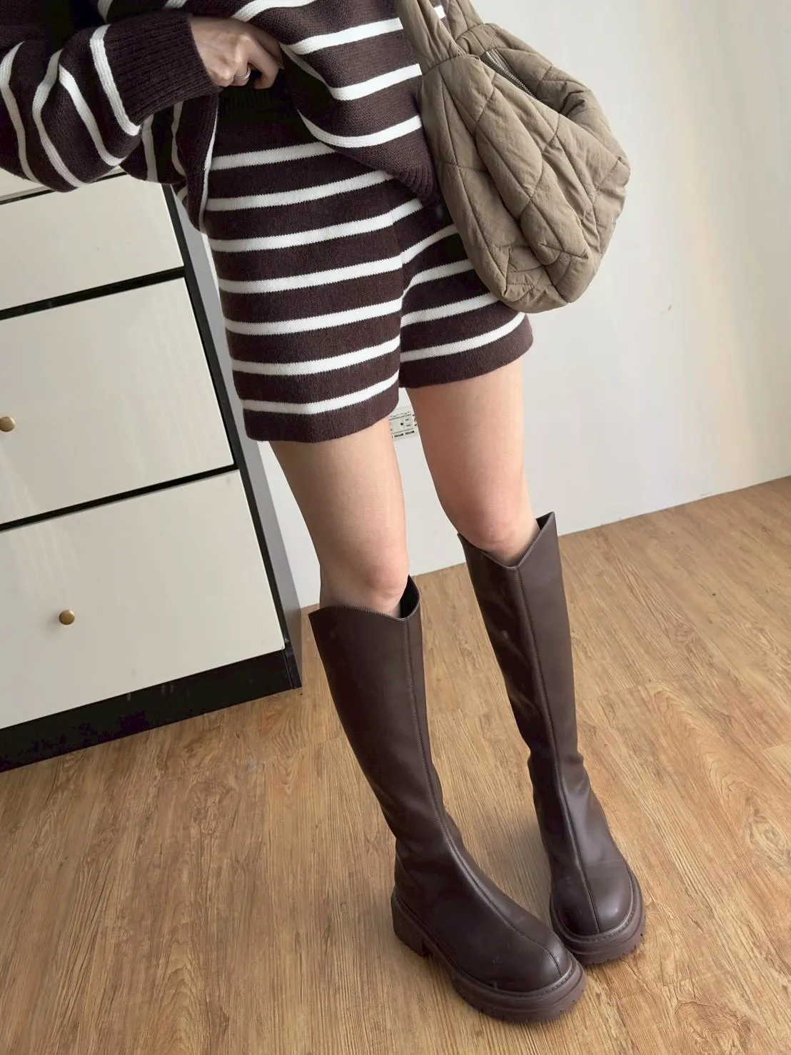橫條PORO毛衣➕短褲套裝