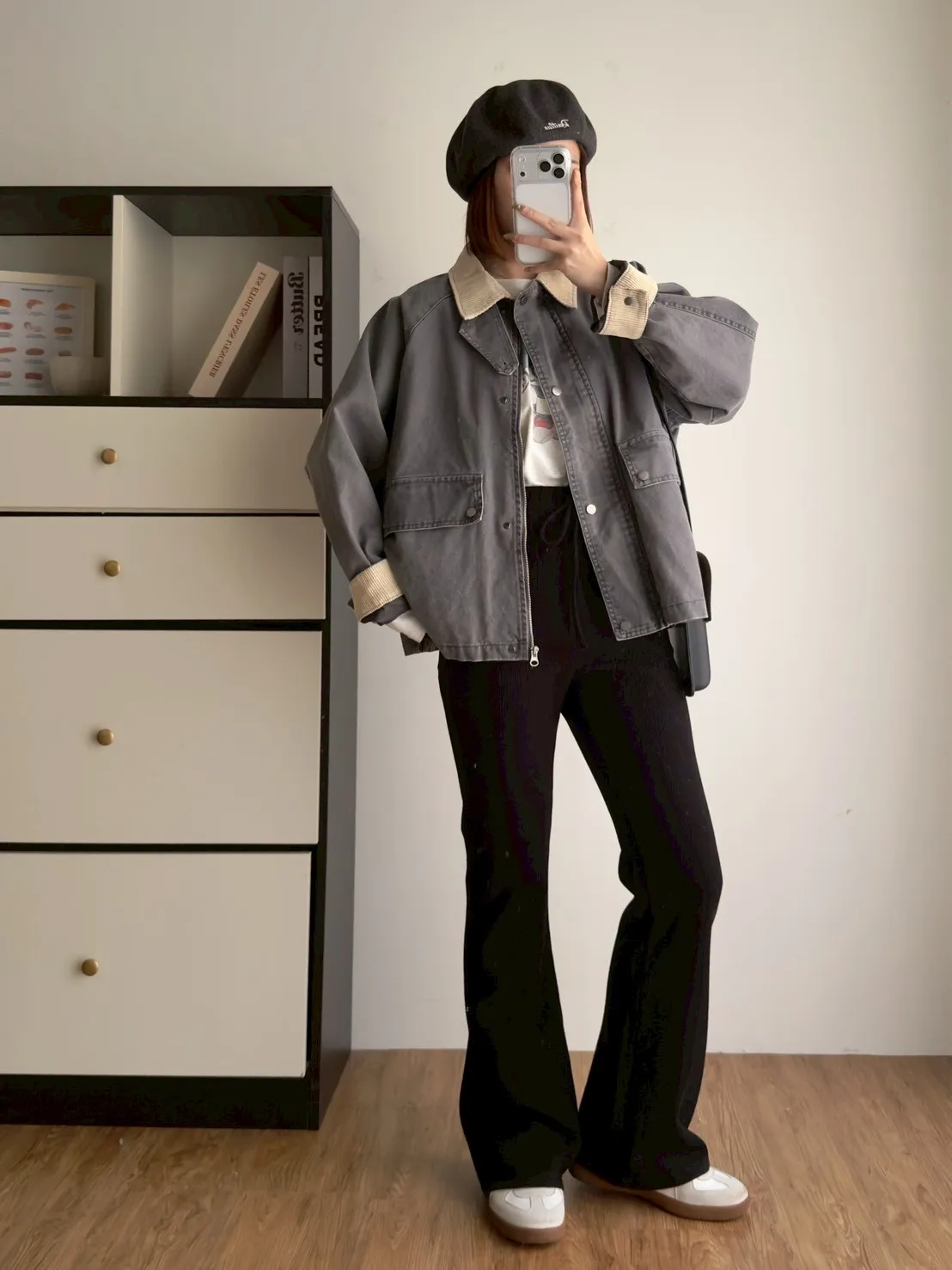 牛仔撞色領外套