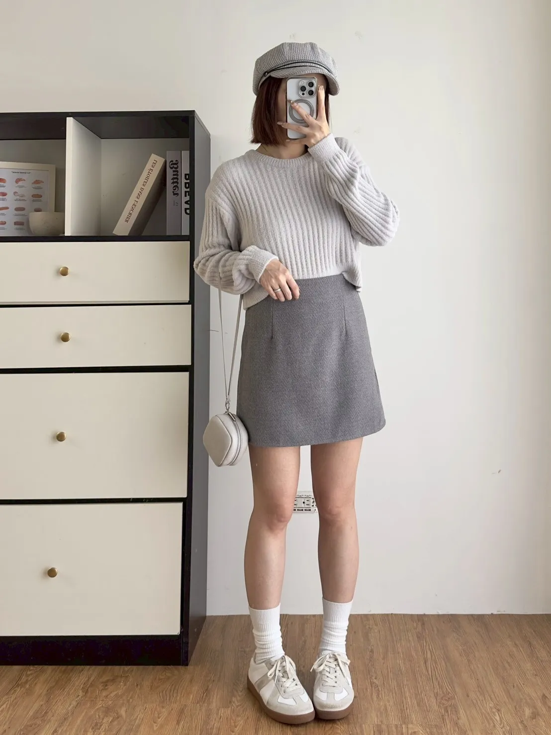 超顯瘦毛呢短褲裙