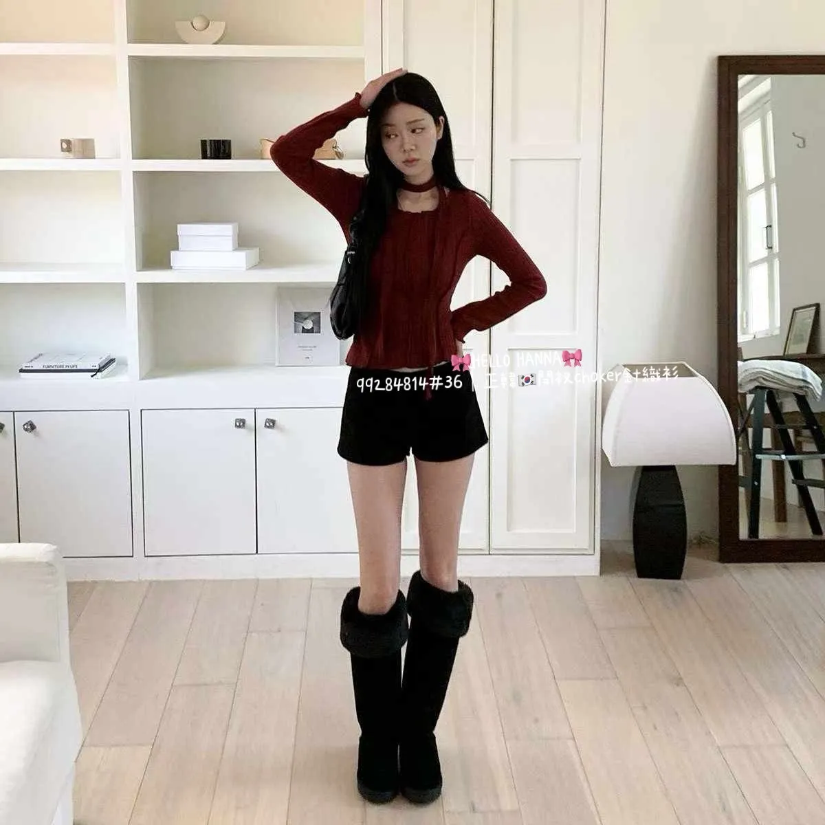 正韓開衩choker針織衫