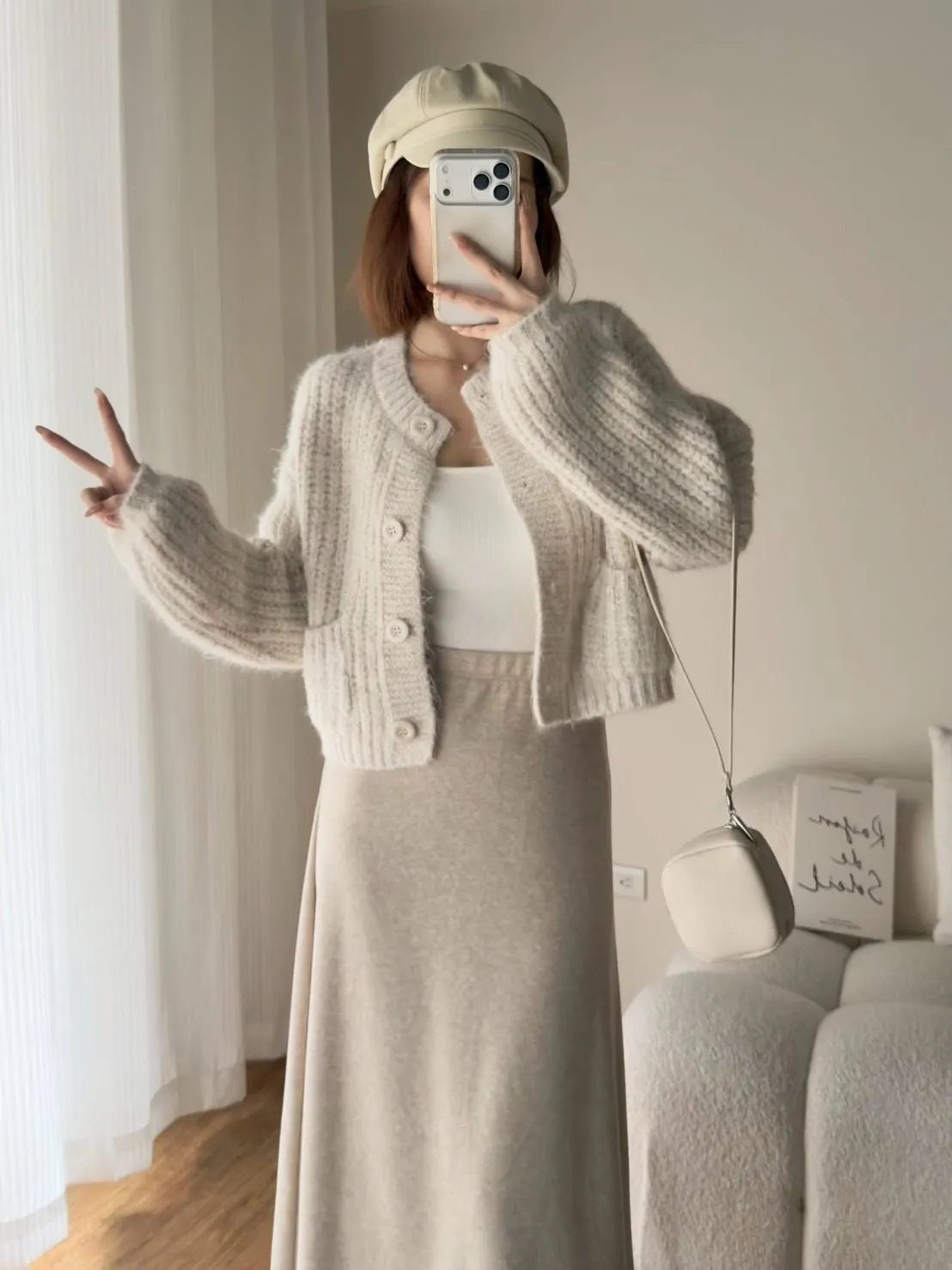 北極絨雙口袋排釦外套