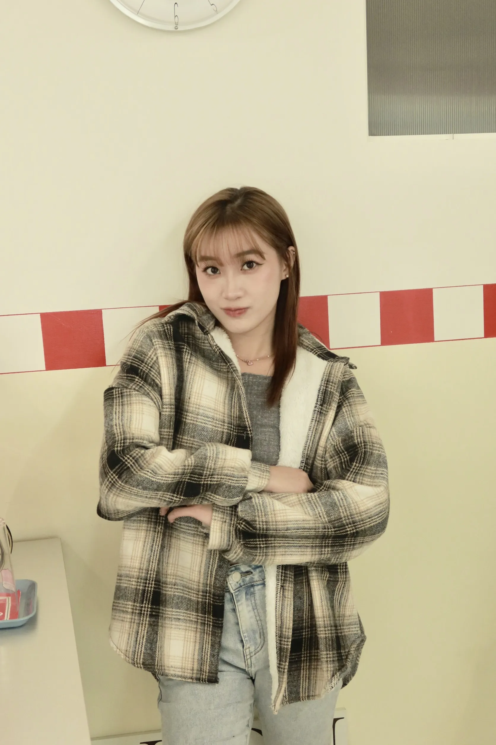 正韓羊毛內襯寬鬆襯衫