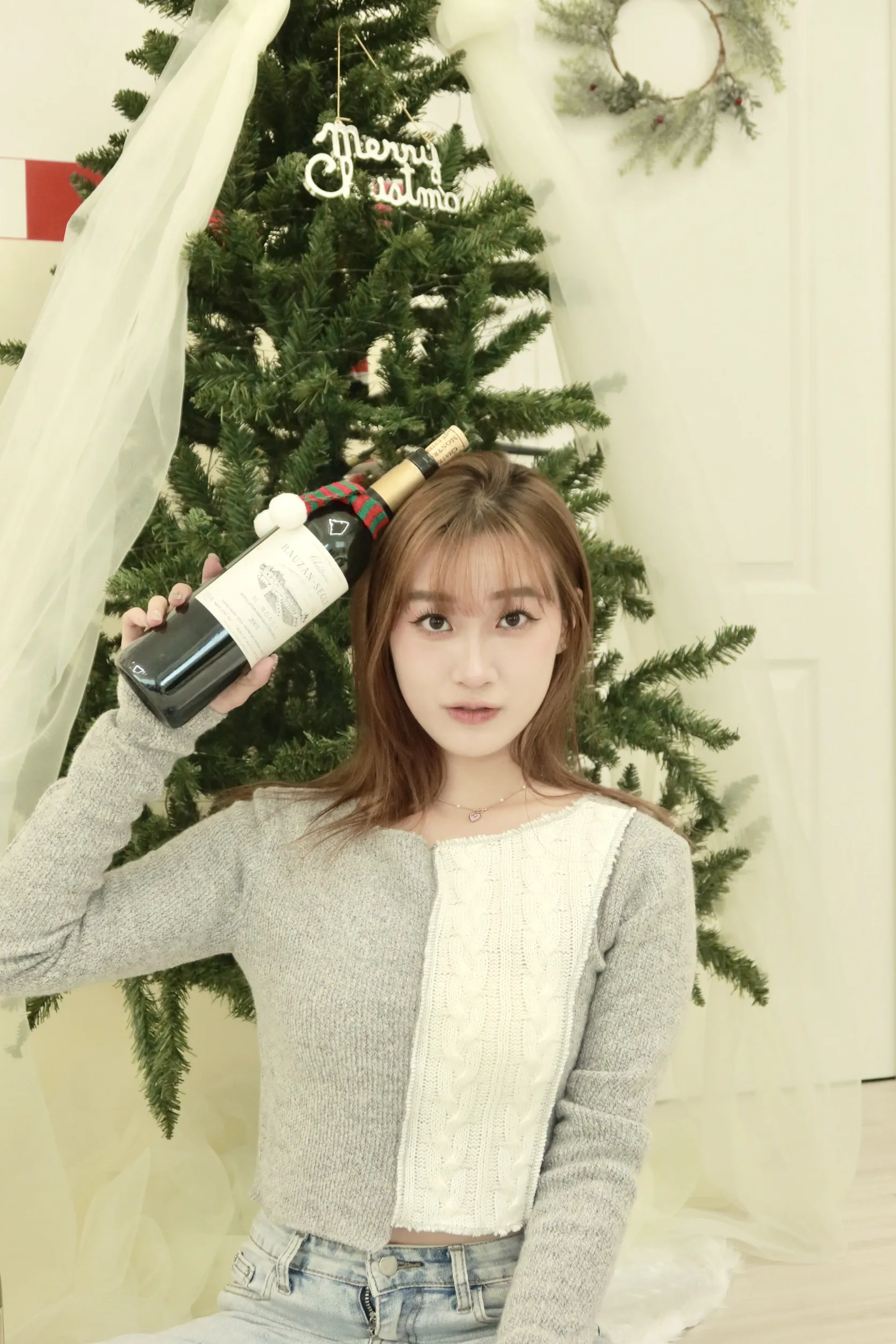 正韓麻花拼色針織短款毛衣