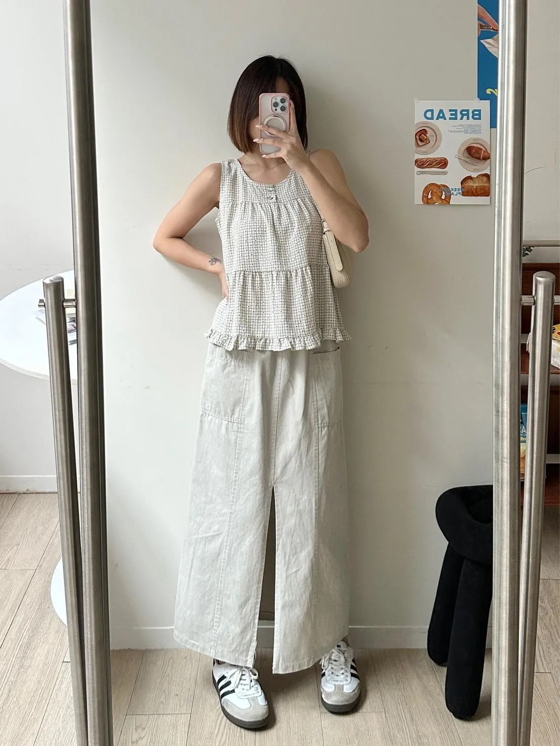 小格小雛菊花朵背心