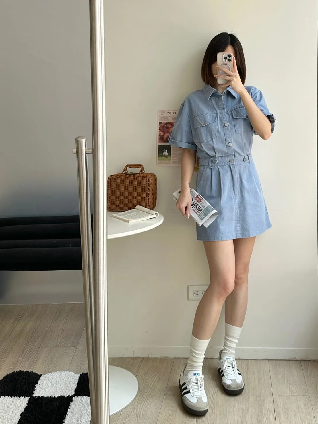 韓系工裝洗水連身短洋