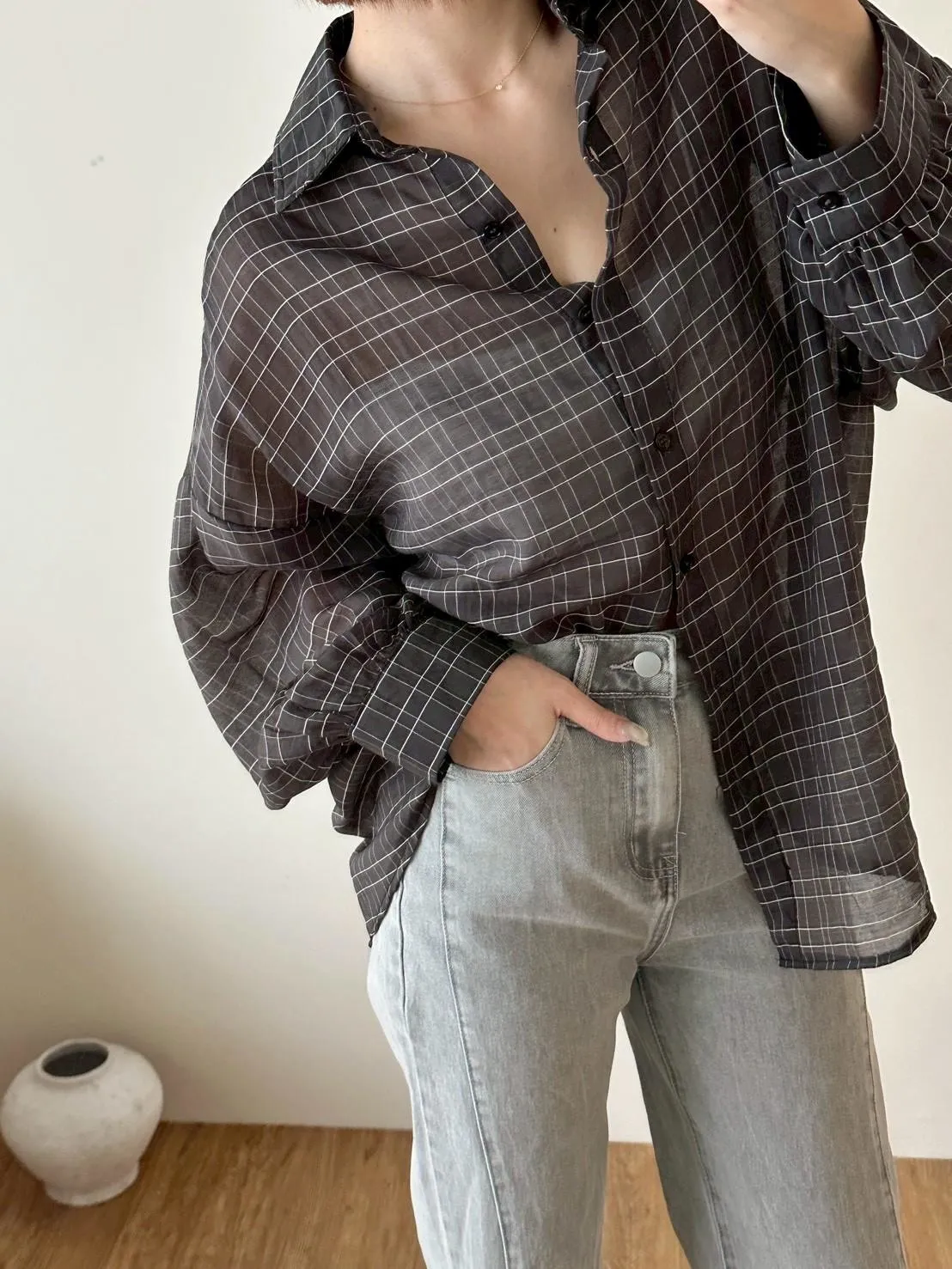 透透格子襯衫