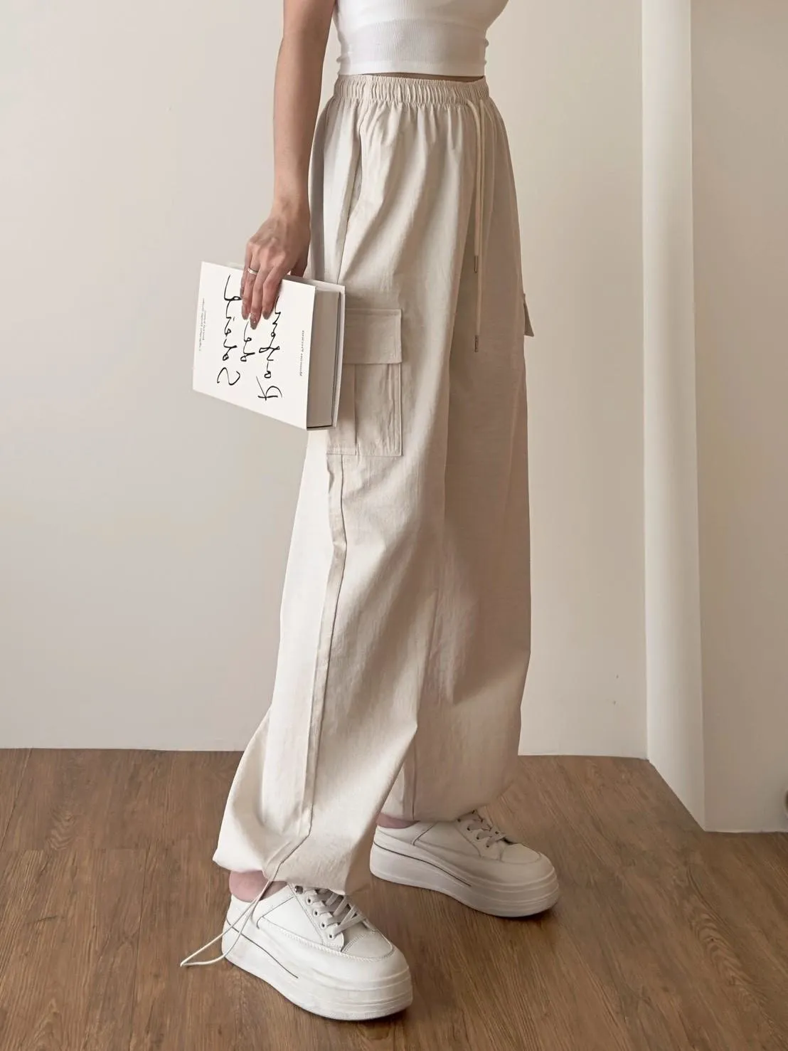 工裝抽繩縮口褲
