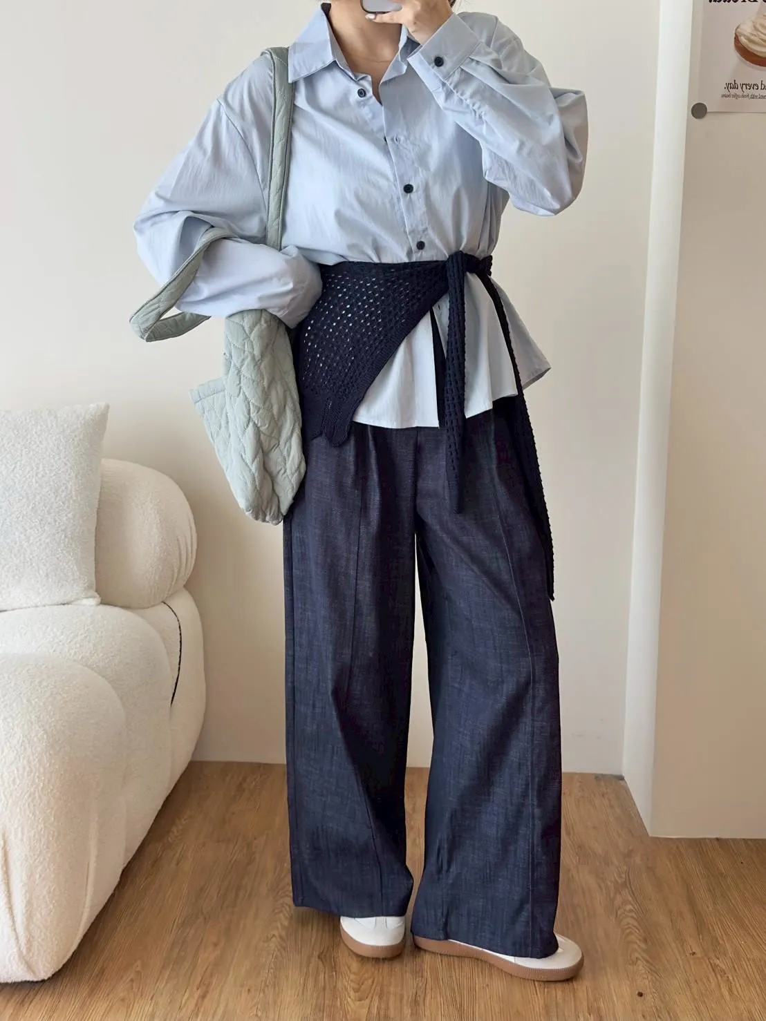 撞色披肩襯衫