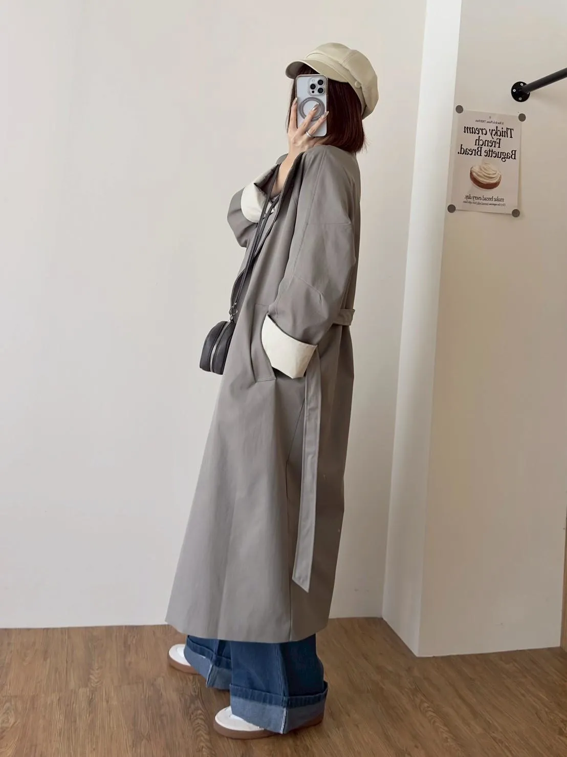 立領長風衣袖反折撞色外套