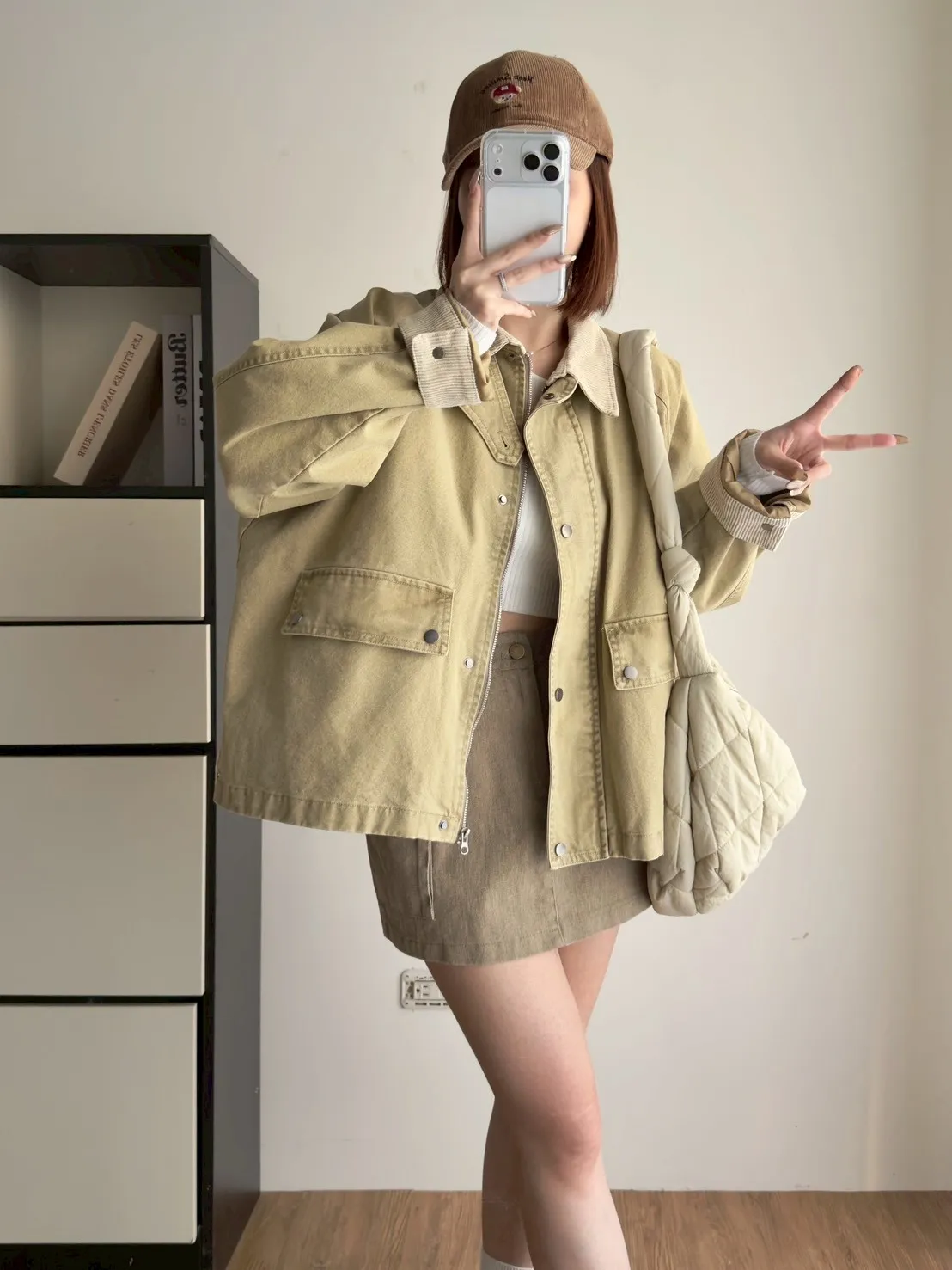 牛仔撞色領外套