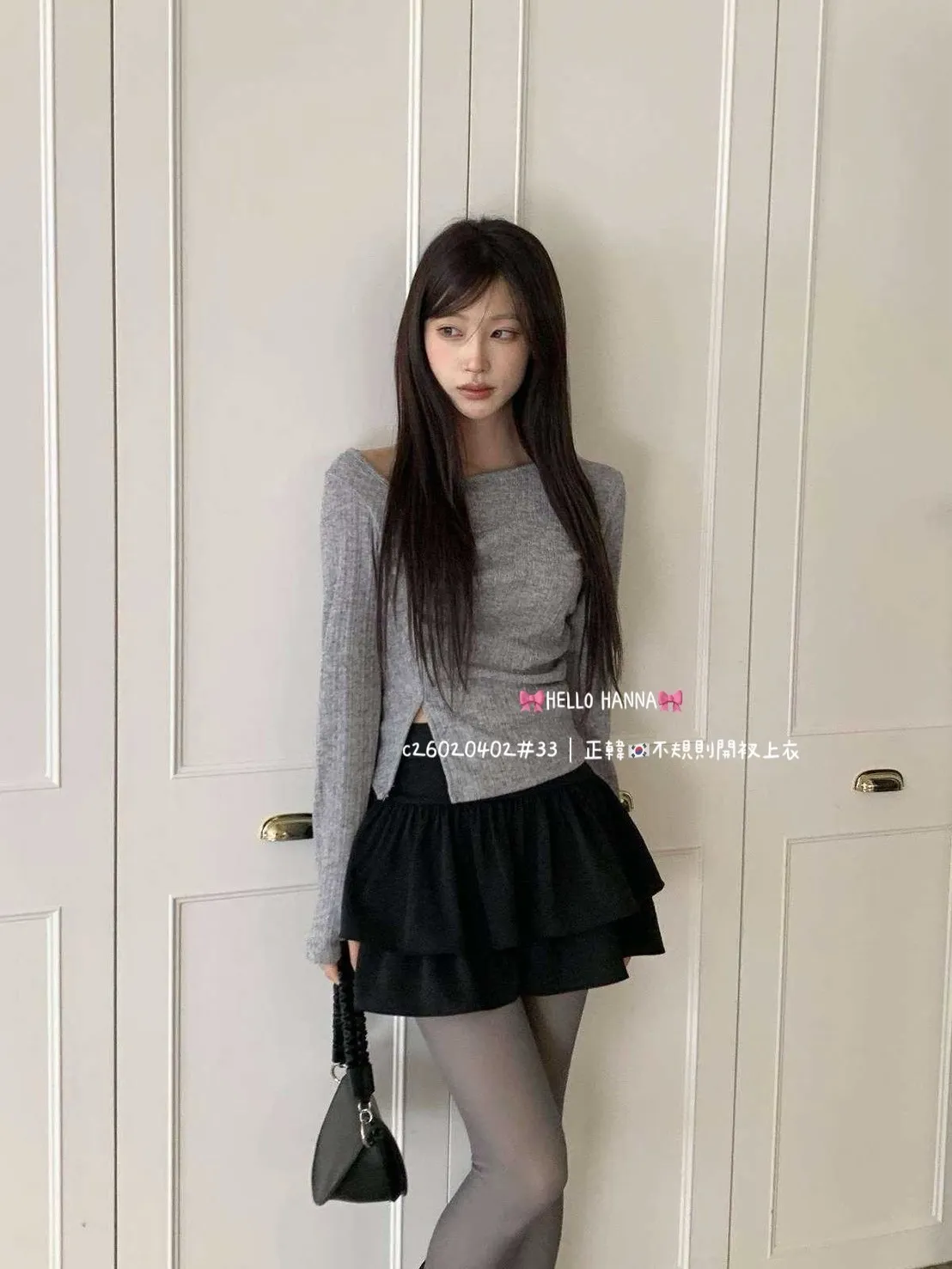 正韓不規則開衩上衣