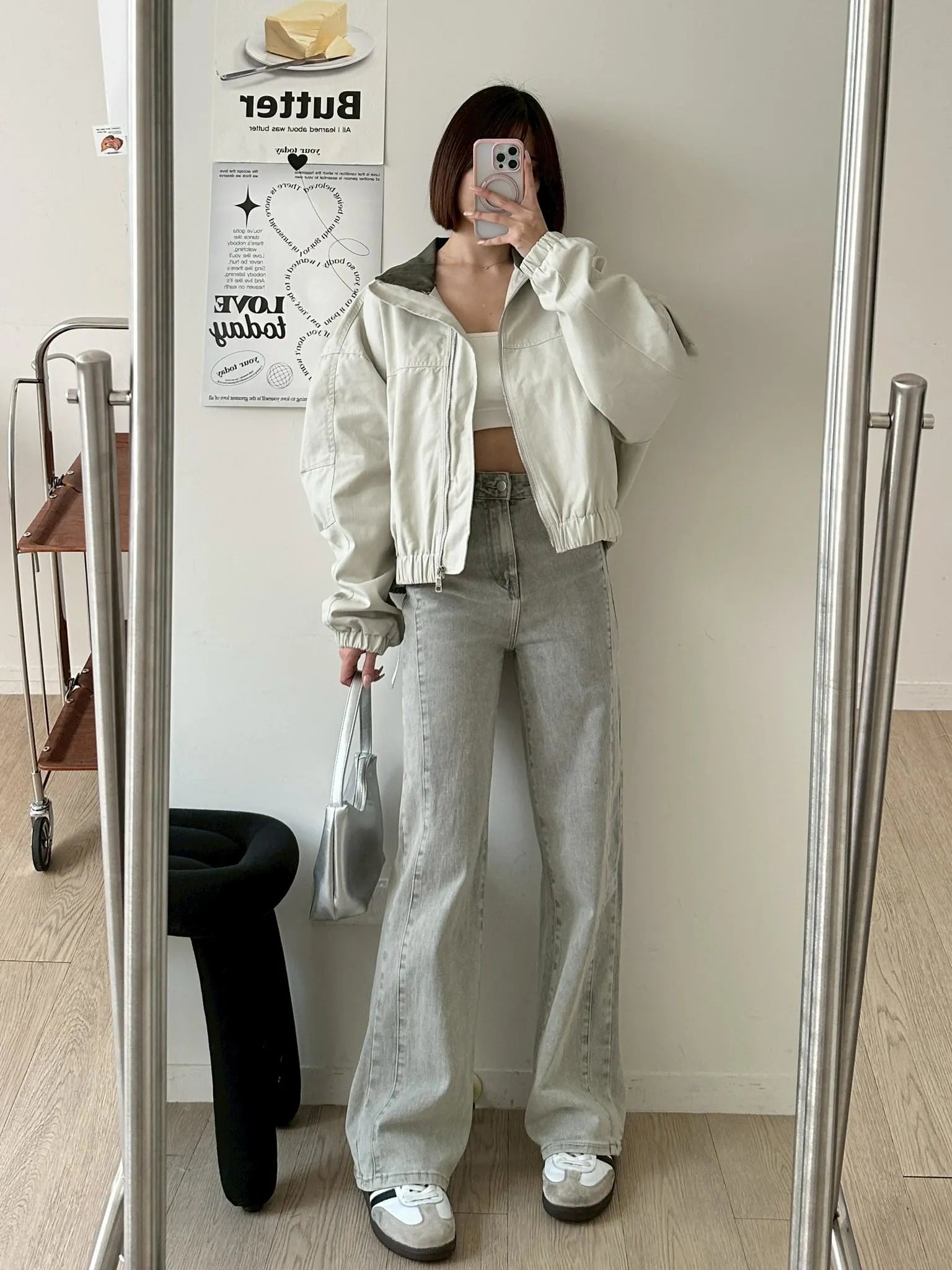 韓風春款撞色領外套
