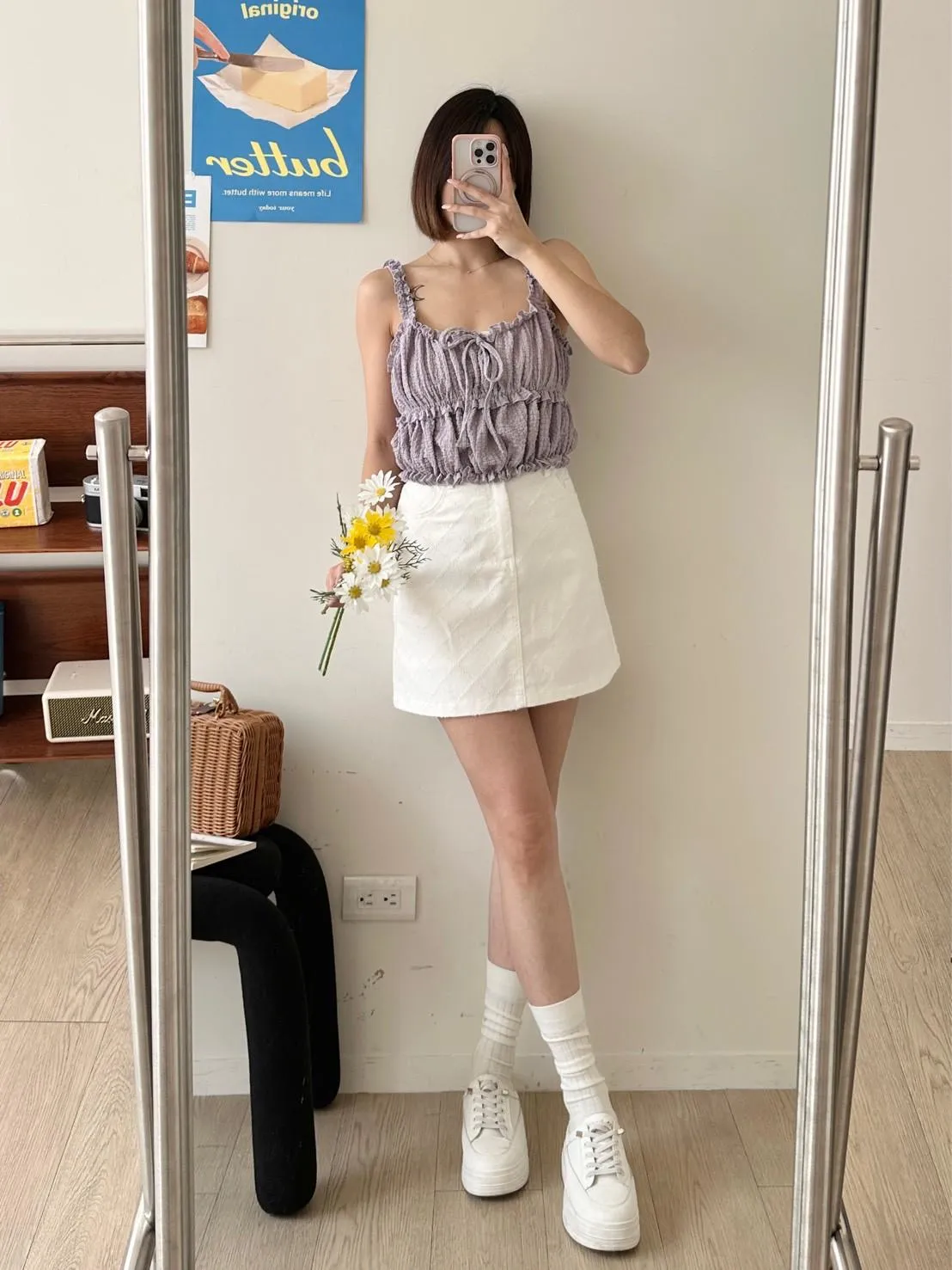 小香風菱格短裙