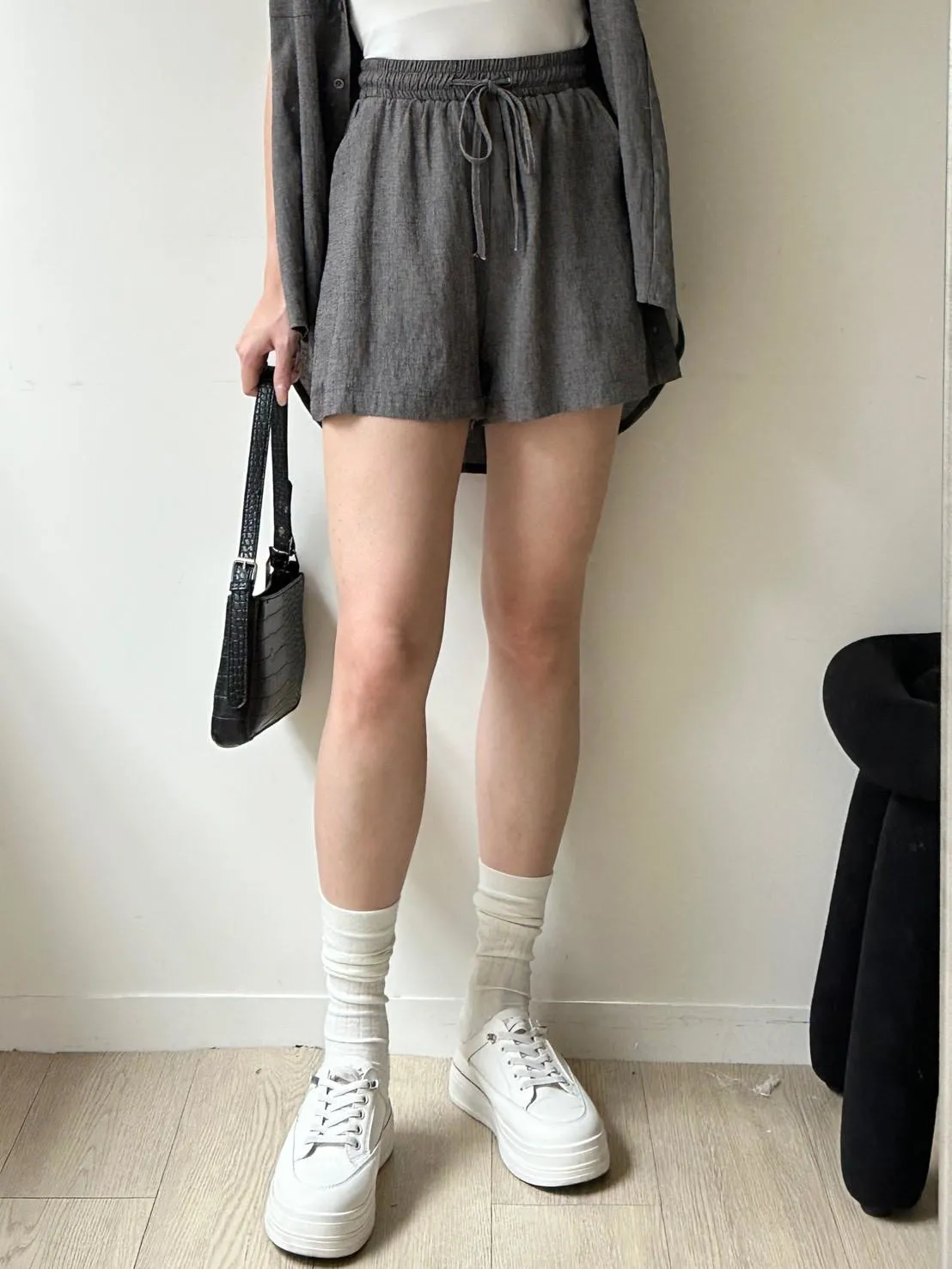 洗水麻襯衫➕英文背心➕短褲套裝超高Cp三件套
