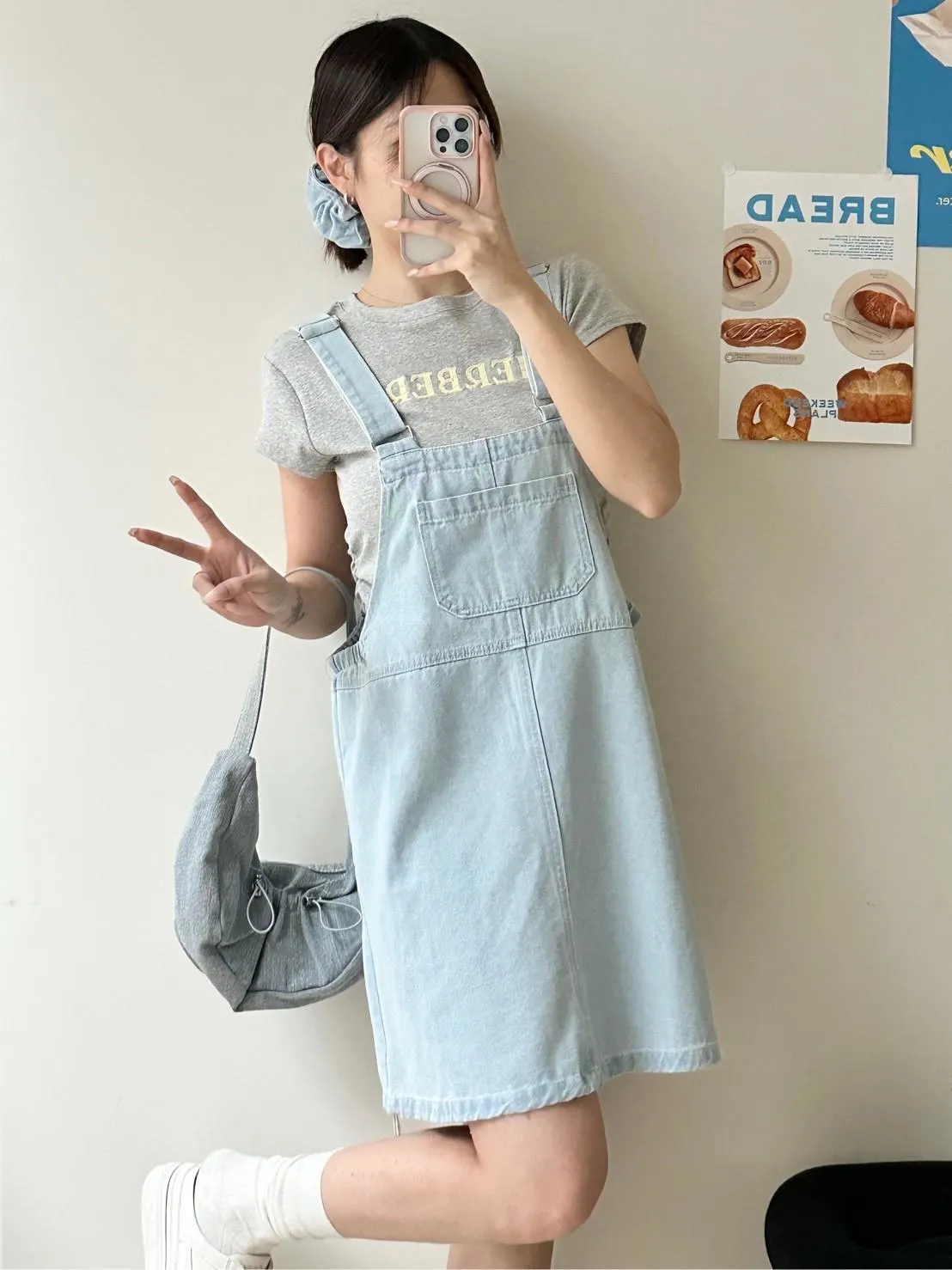 水洗丹寧吊帶裙