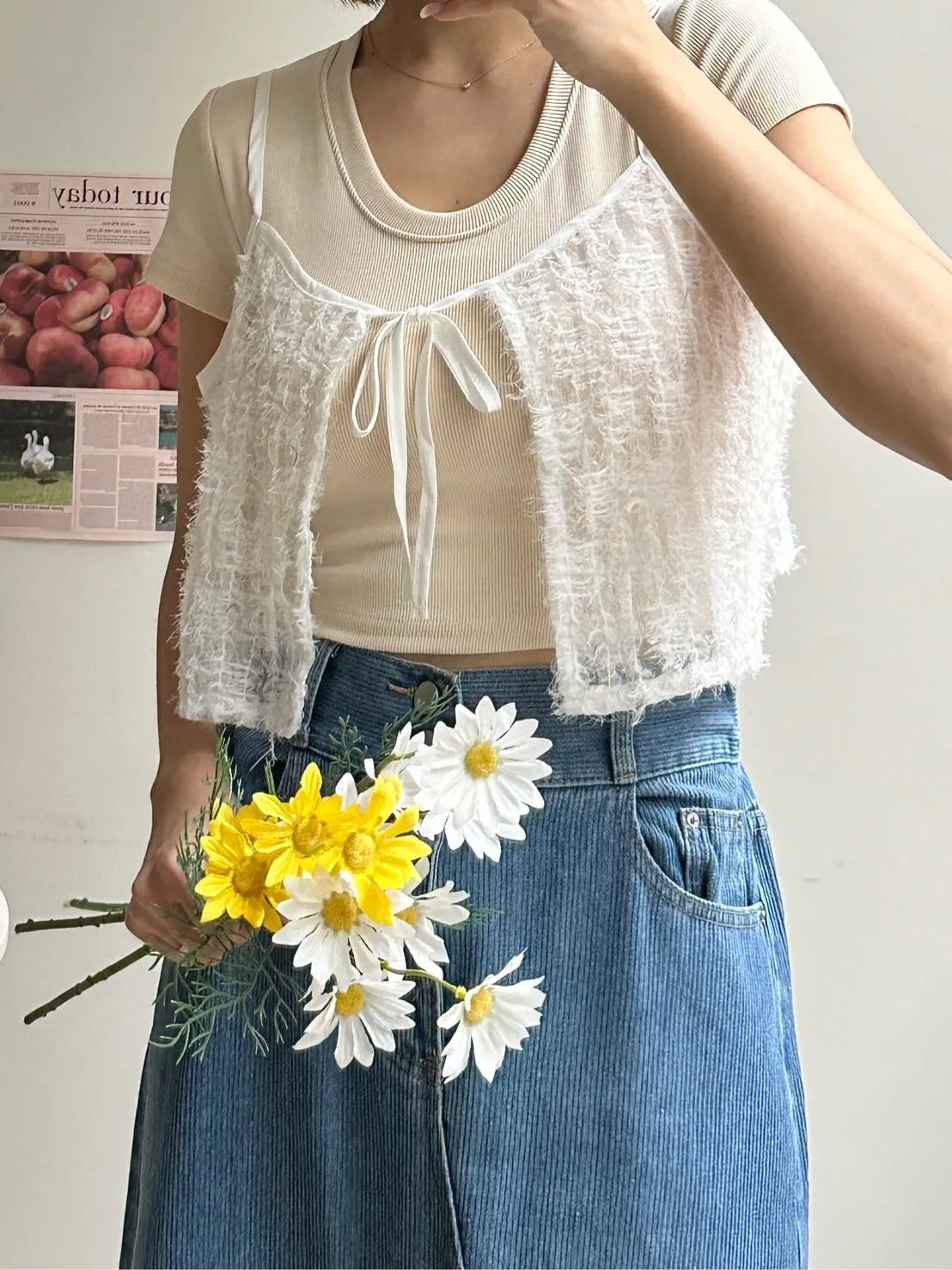 羽毛蕾絲細肩背心