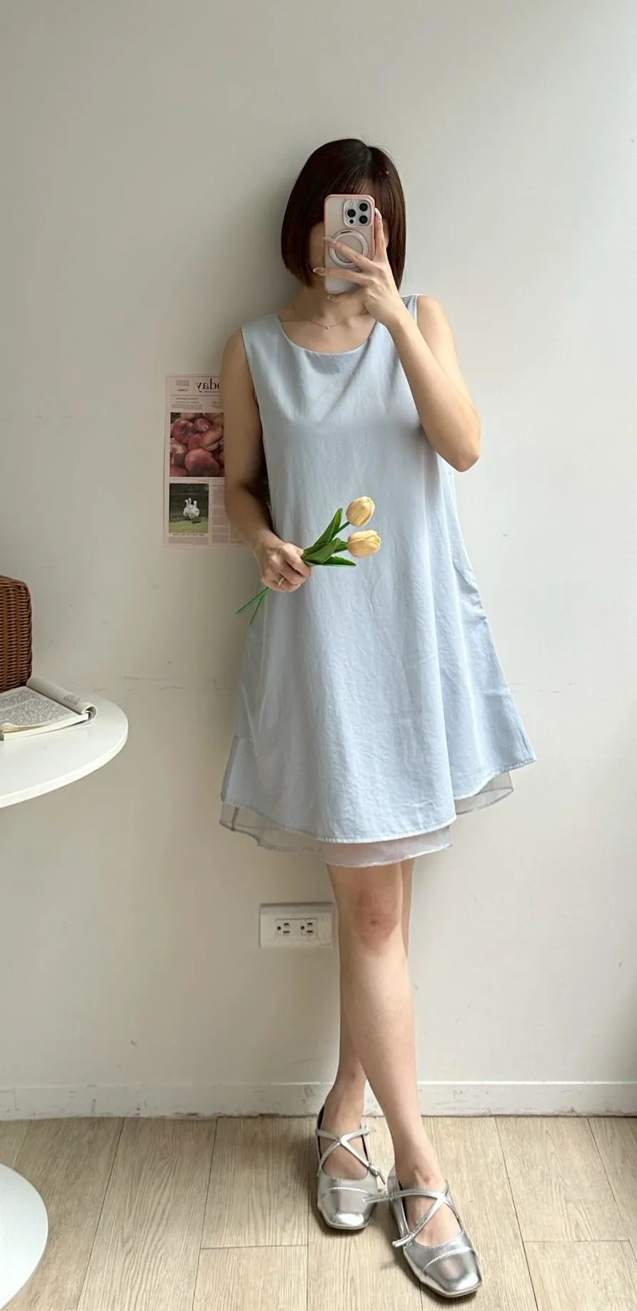 雙層背心短洋裝