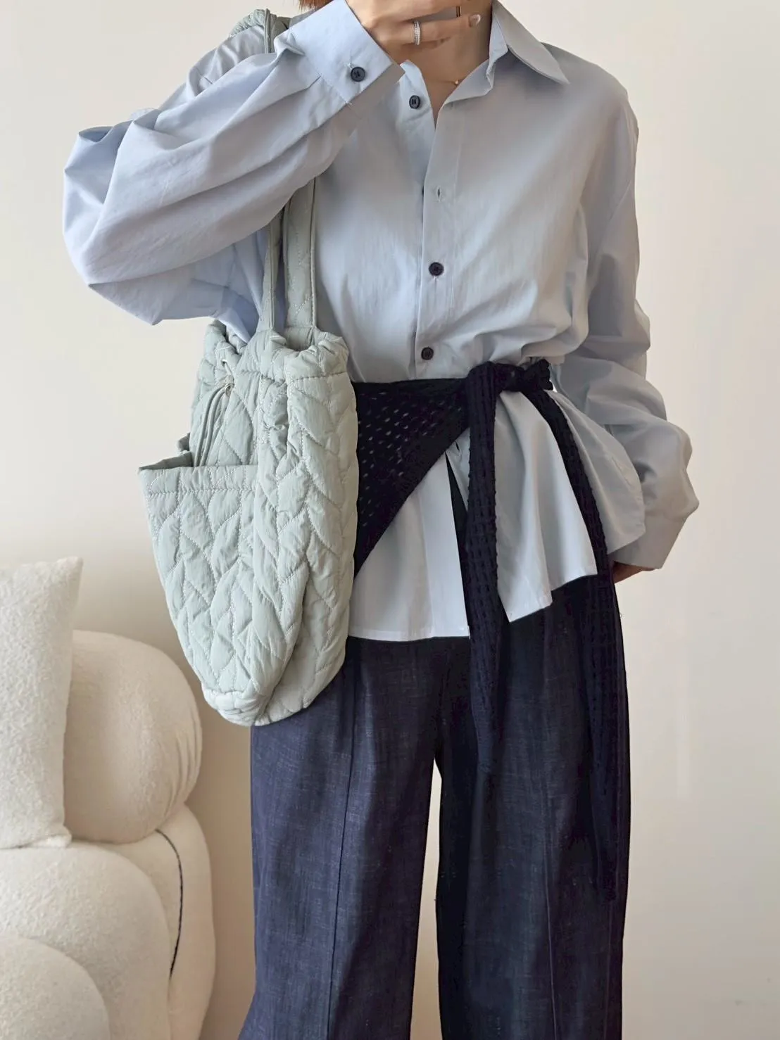 撞色披肩襯衫