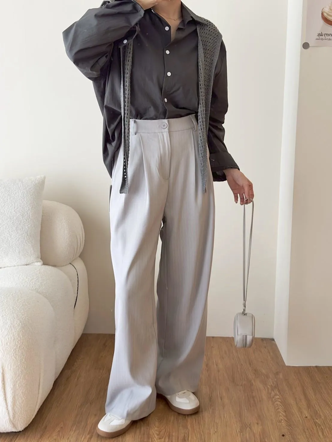 直條棉麻長褲