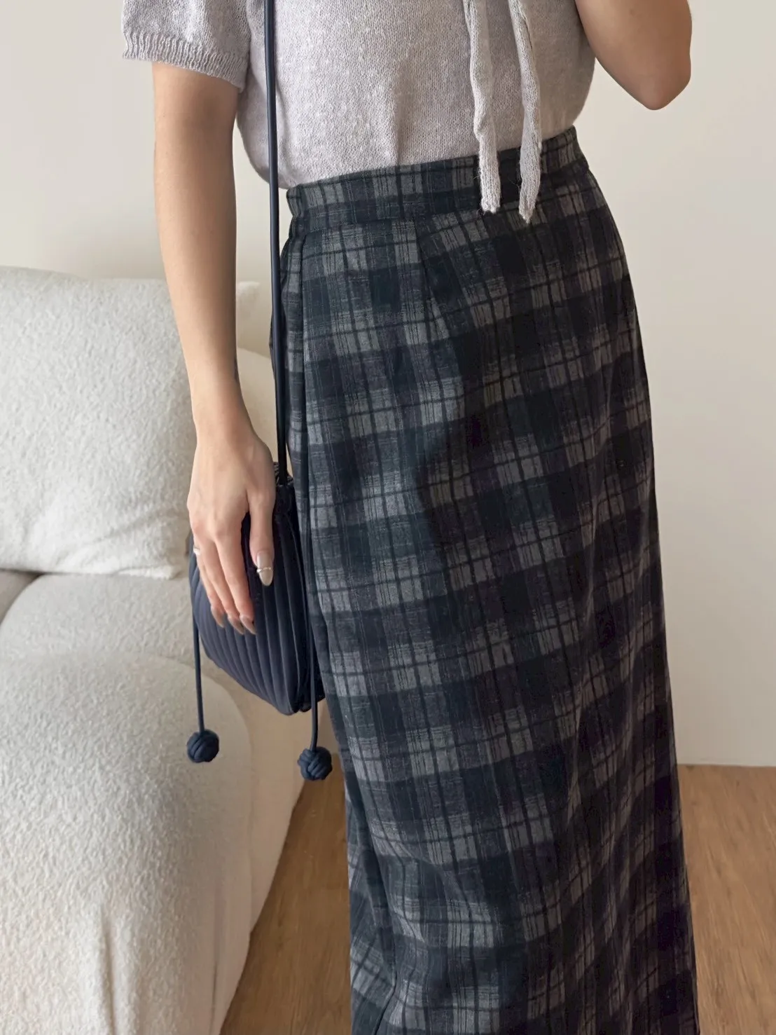 磨毛雙格子中裙