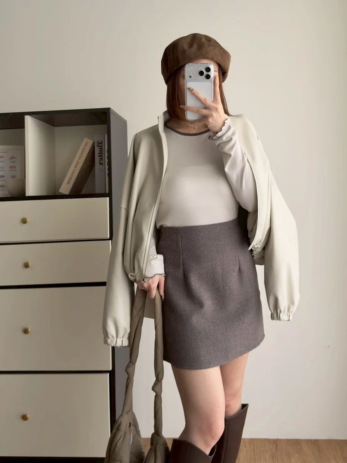 超顯瘦毛呢短褲裙