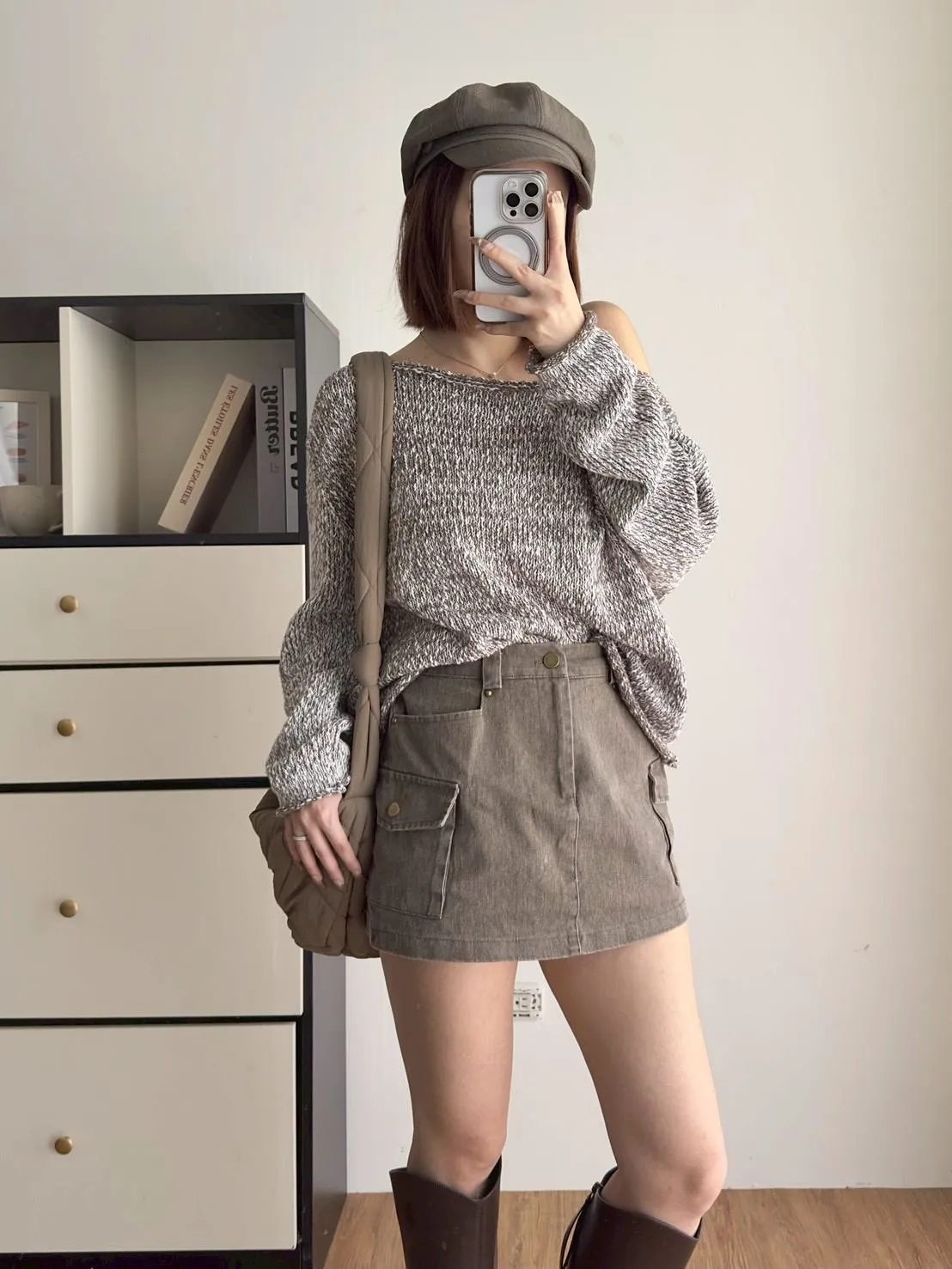 牛仔立體雙口袋短裙