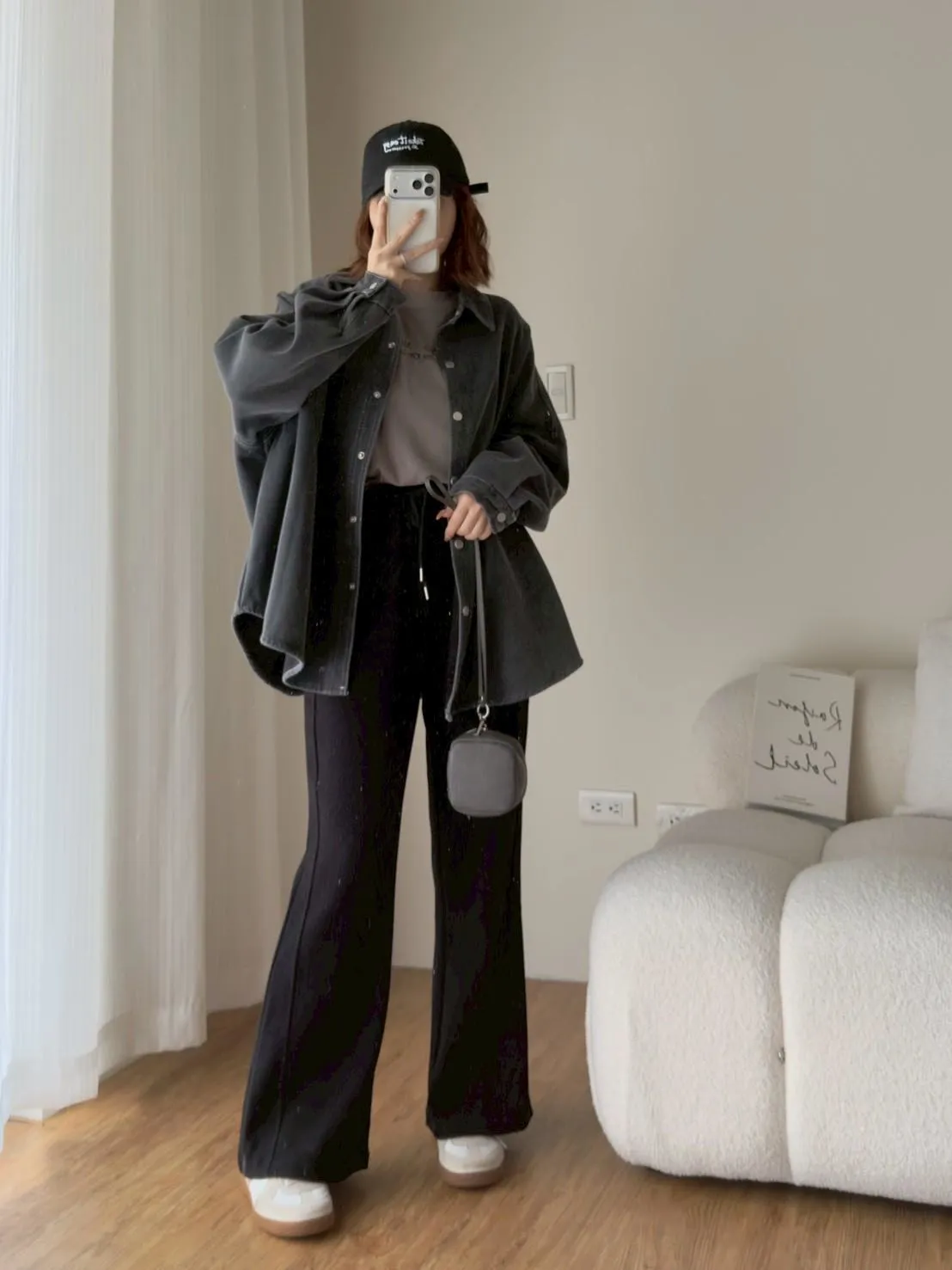 羊絨拼接微喇長褲