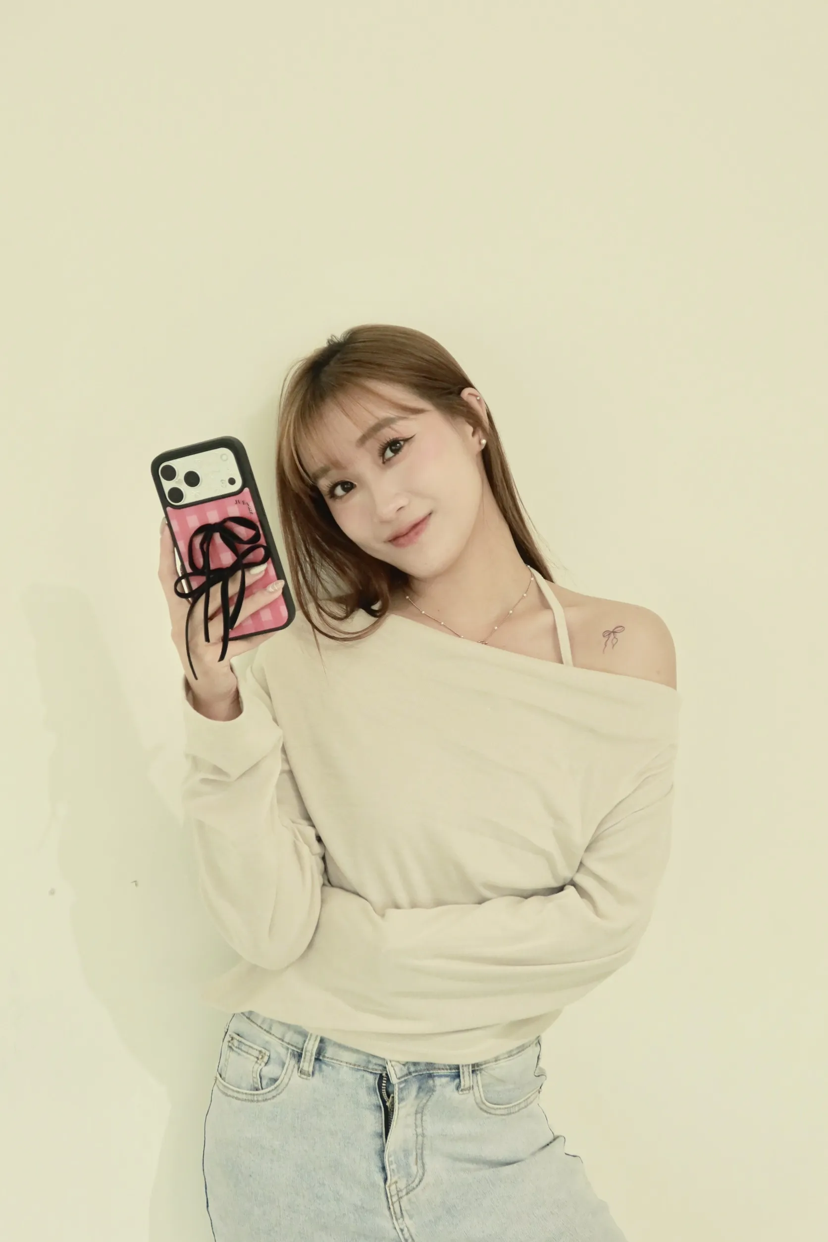 正韓無袖掛脖褶皺T恤