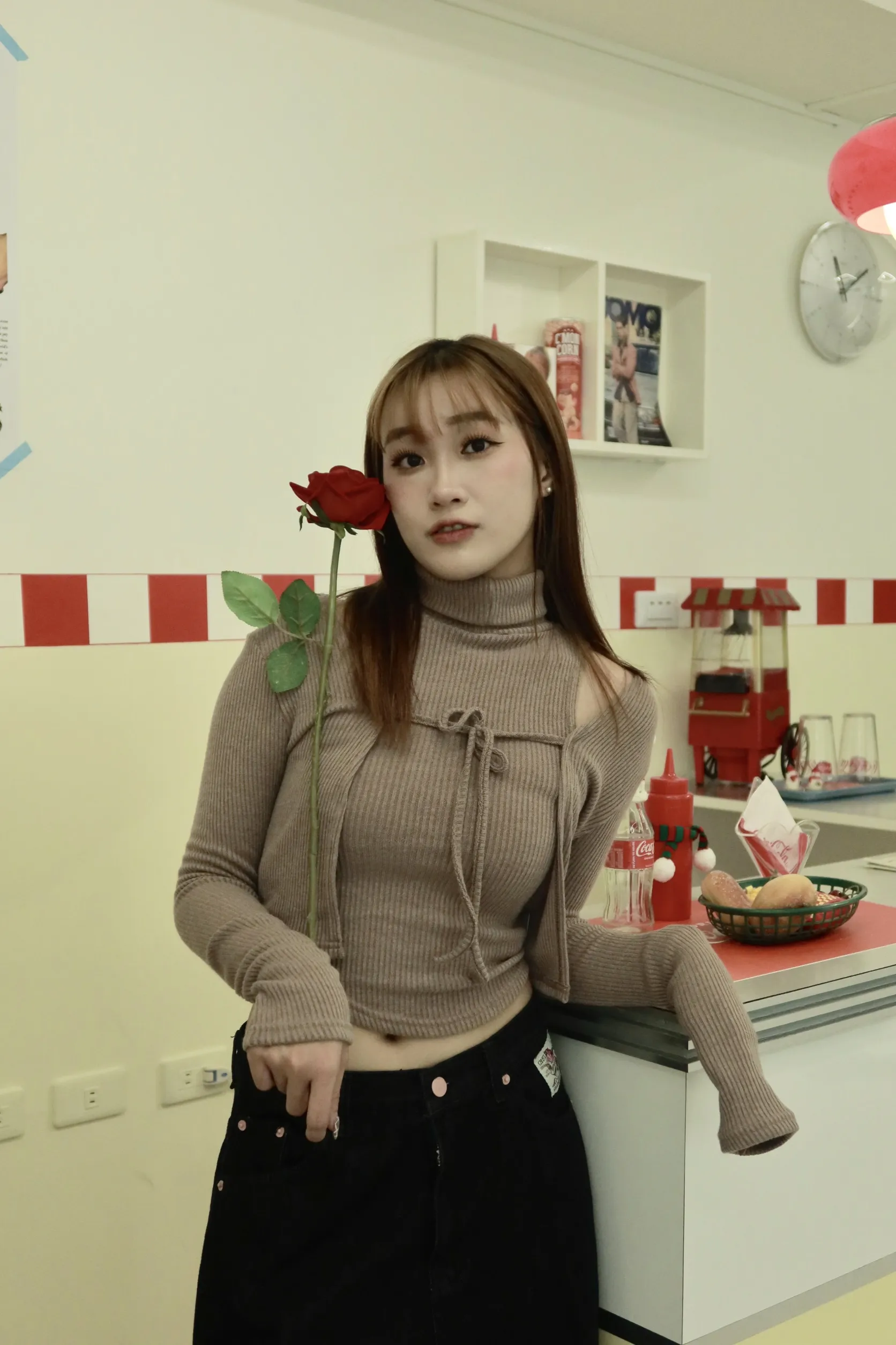 正韓高領開衫套裝