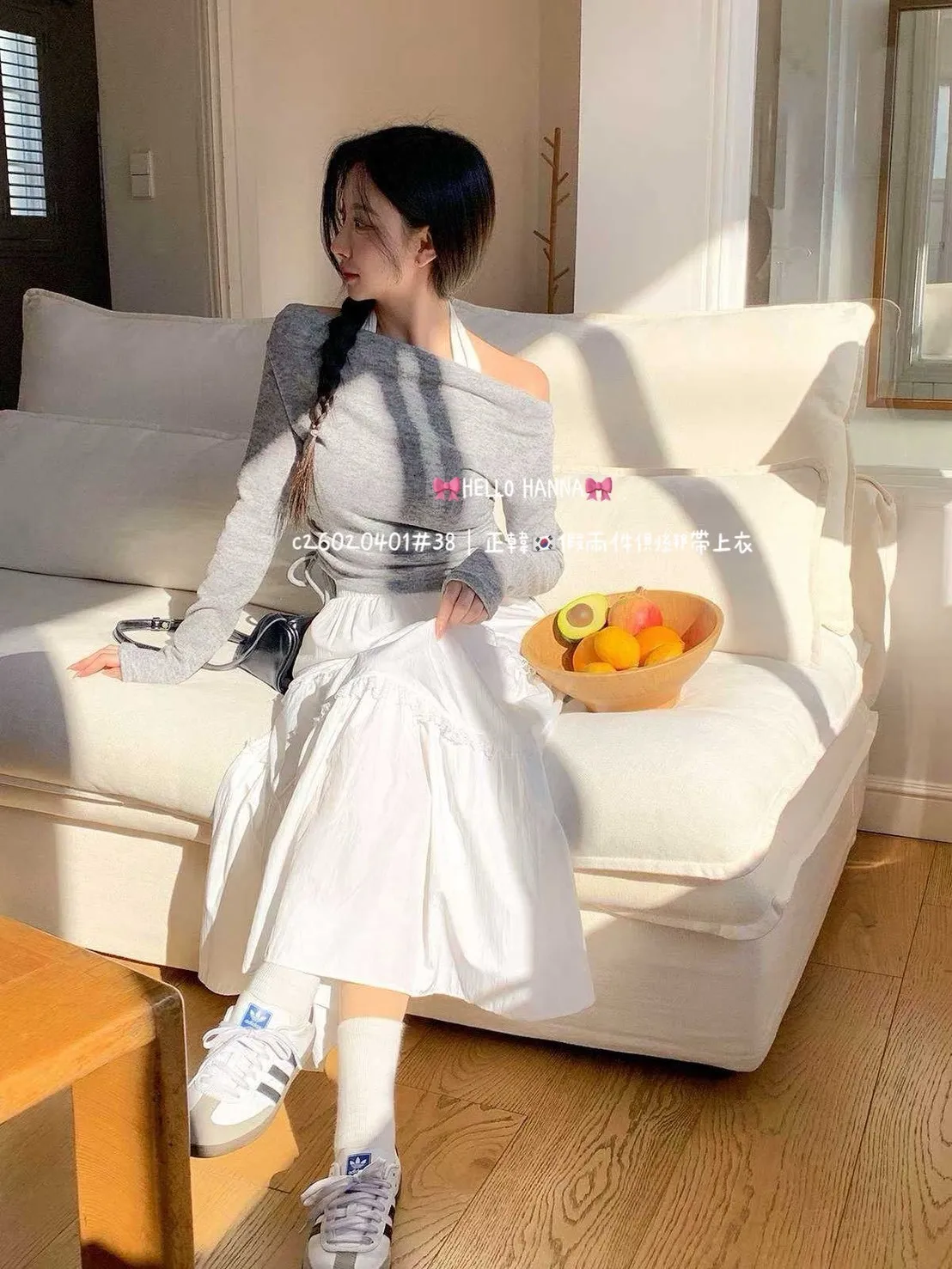 正韓假兩件側綁帶上衣