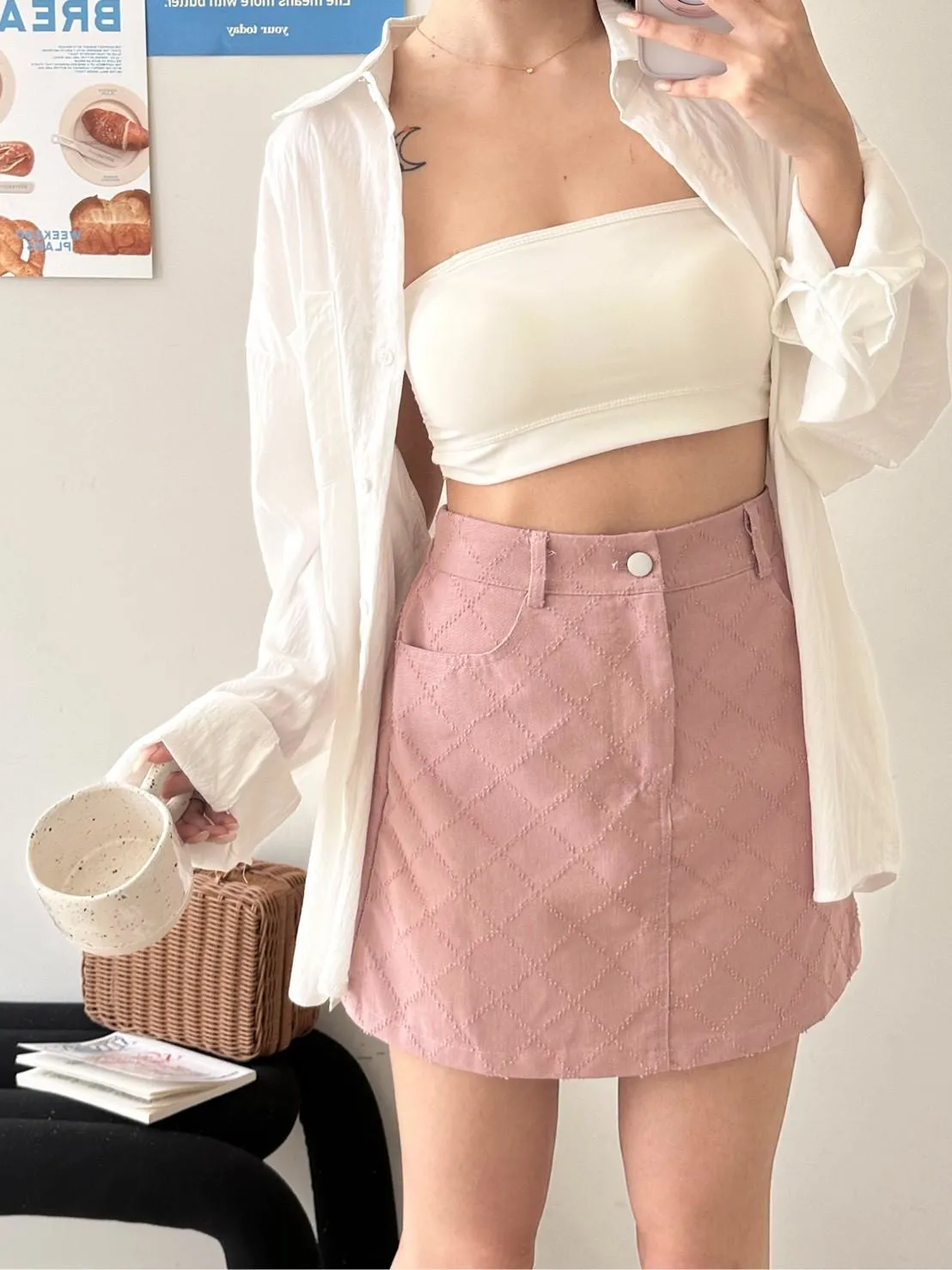 小香風菱格短裙