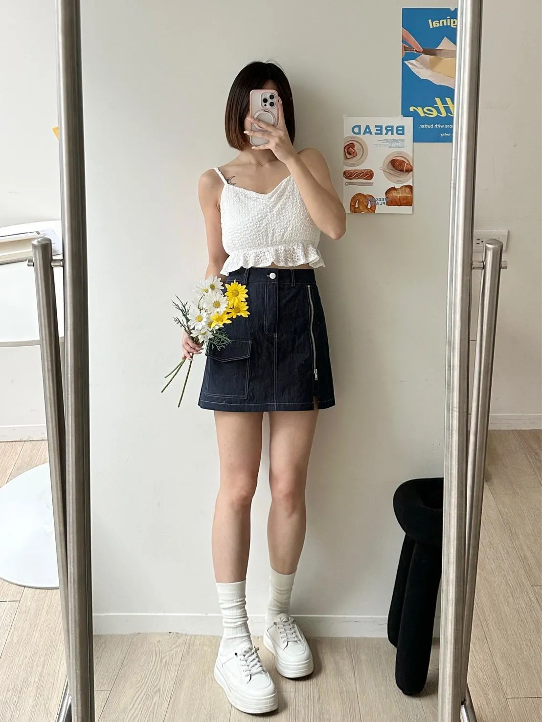 花朵細肩後綁帶背心