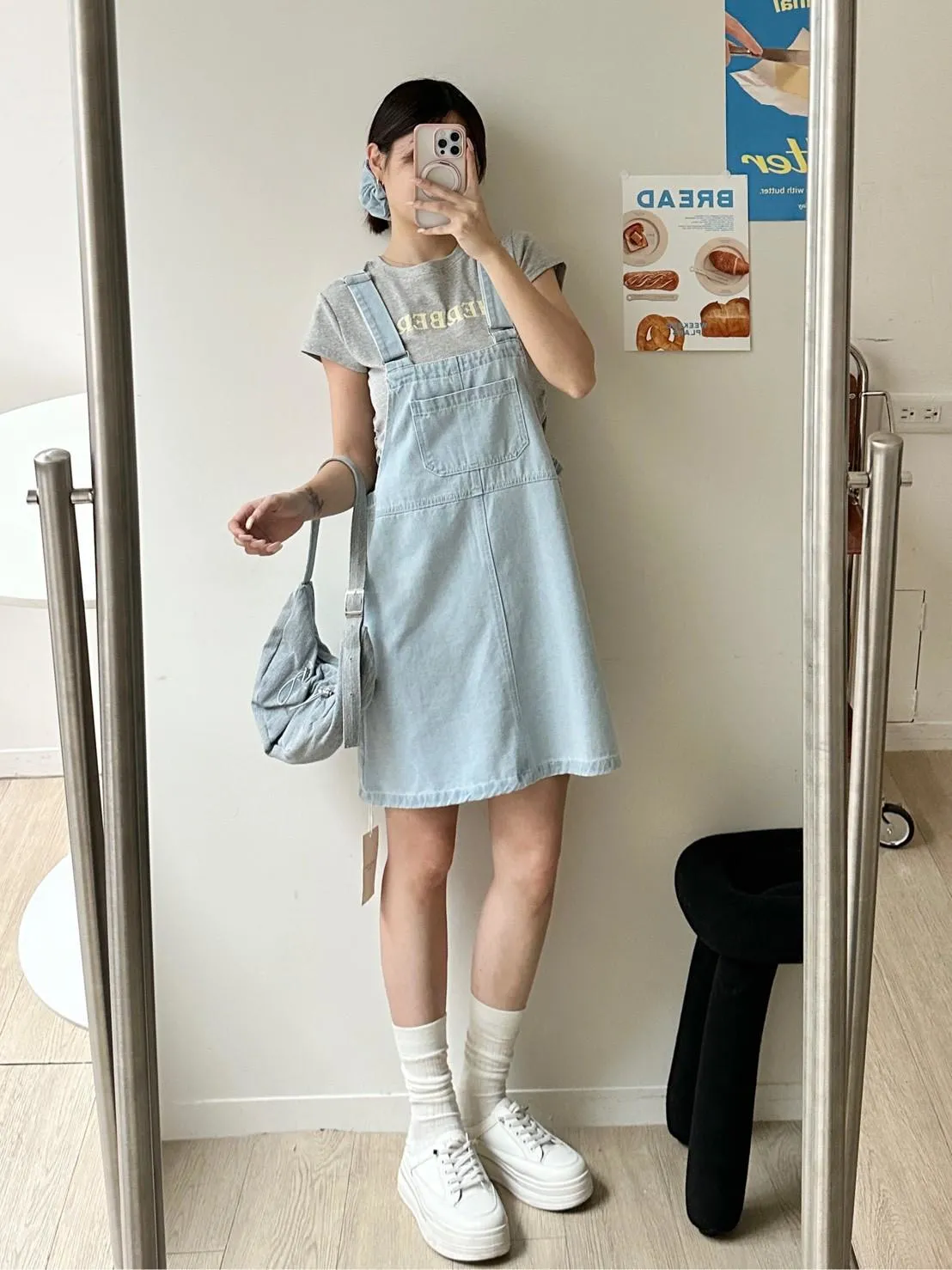 水洗丹寧吊帶裙