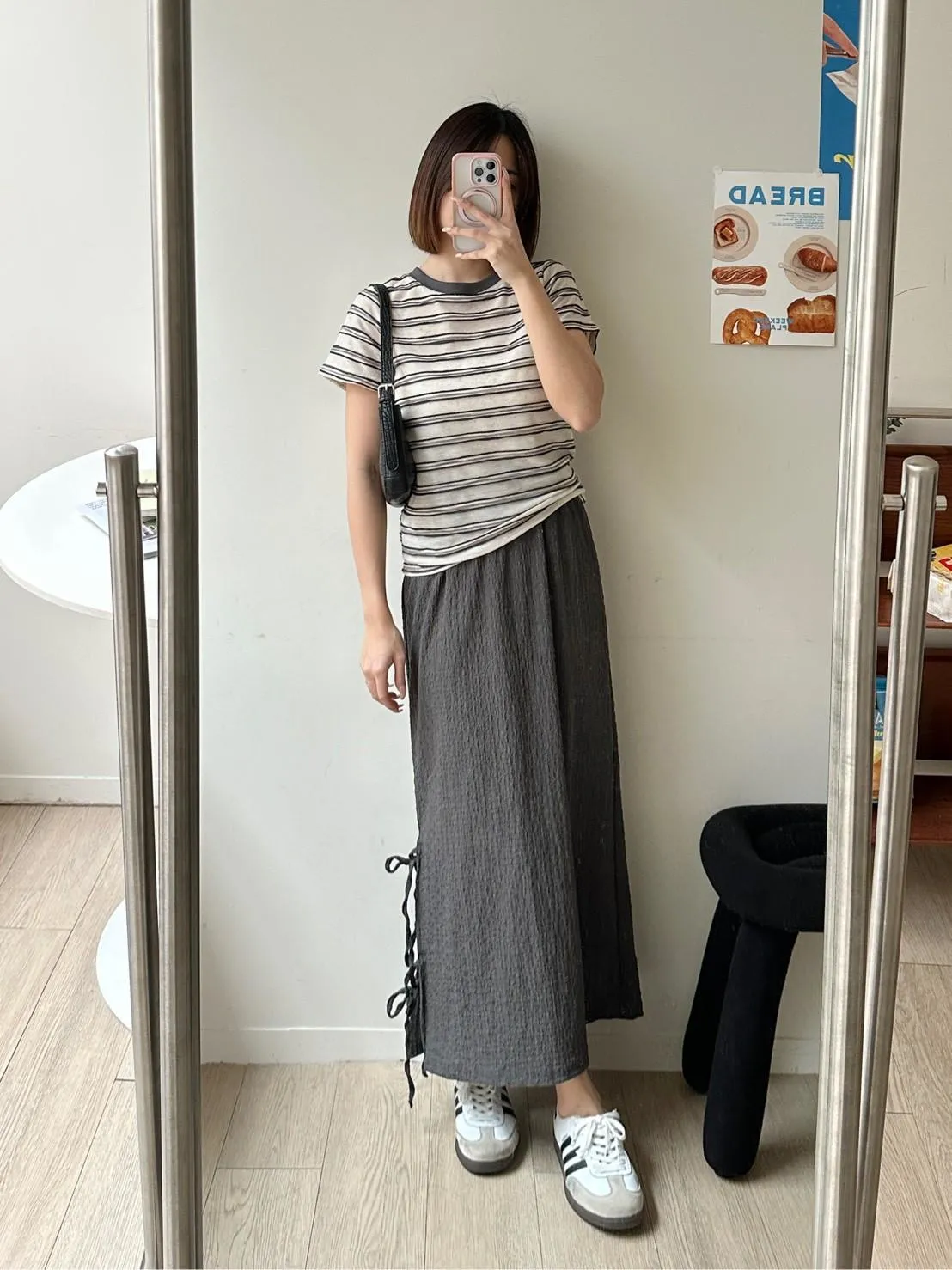 側綁結蕾絲長裙