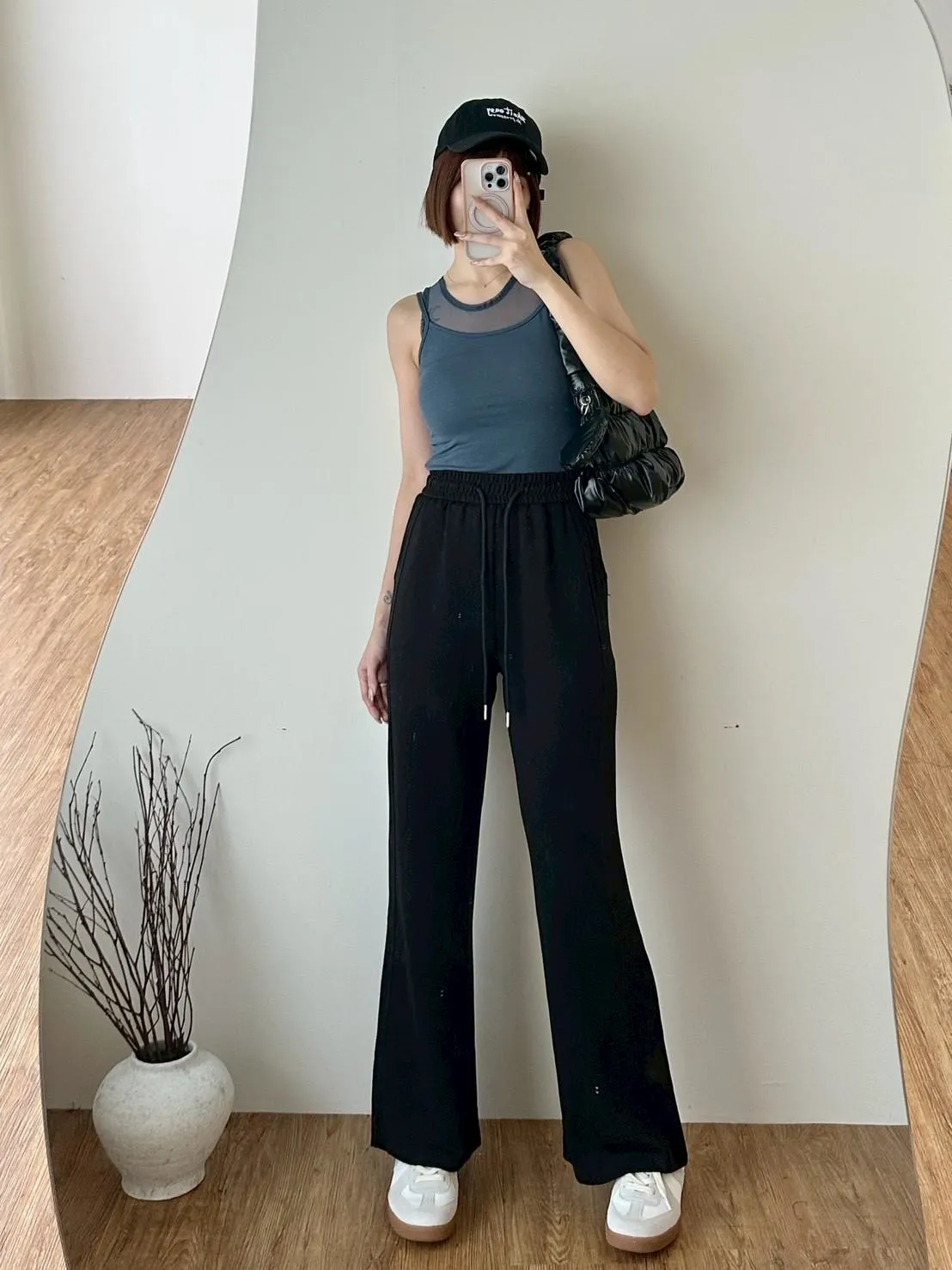 綁繩同銨絲微喇長褲