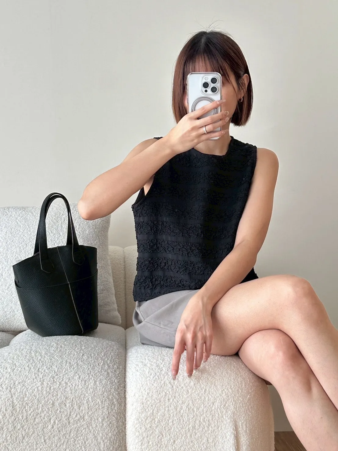 泡泡橫條背心