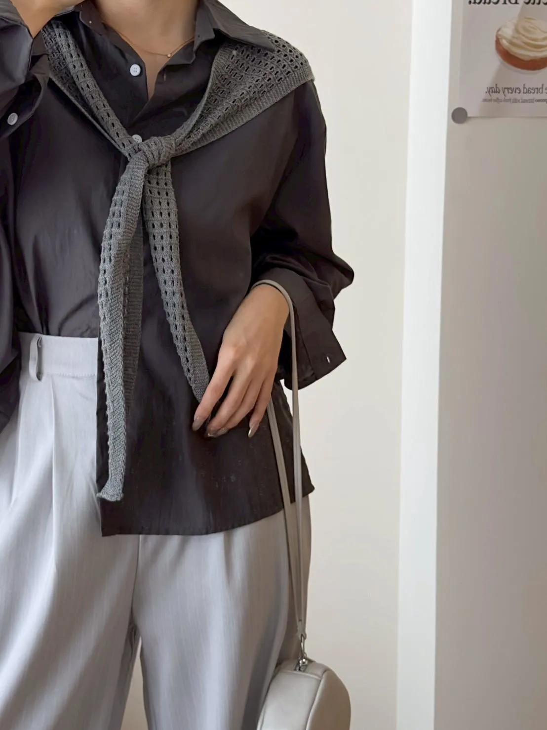 撞色披肩襯衫