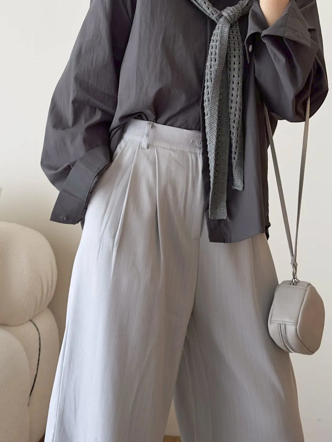 直條棉麻長褲