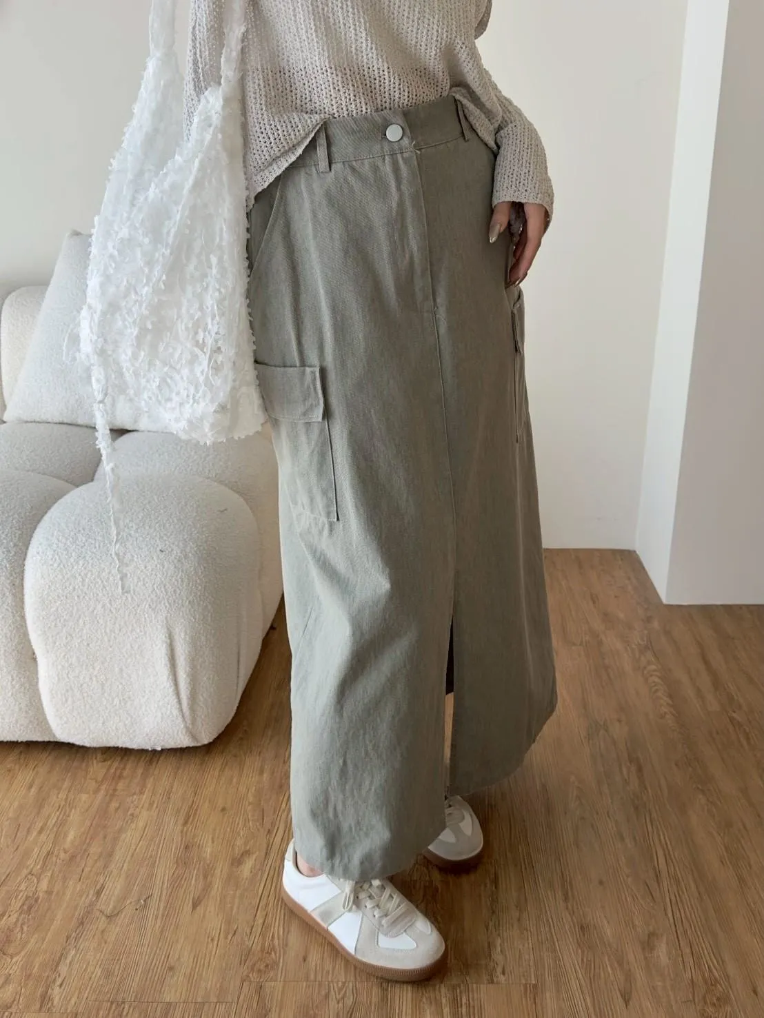 洗水牛仔工裝長裙