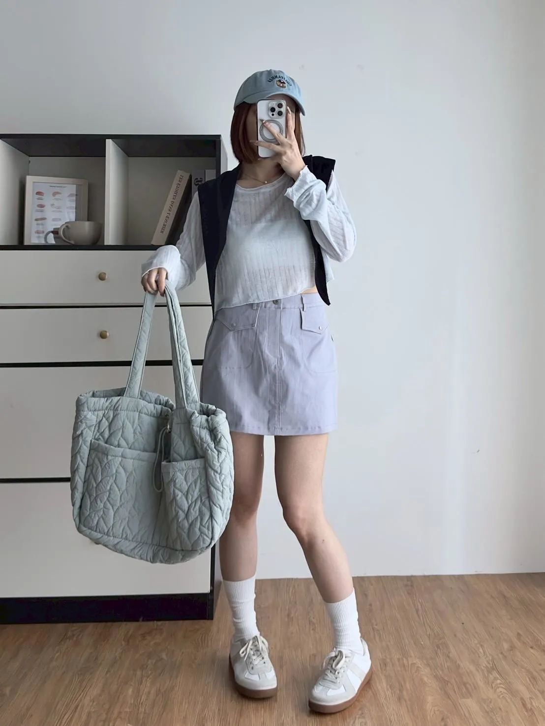 立體口袋毛料短褲裙