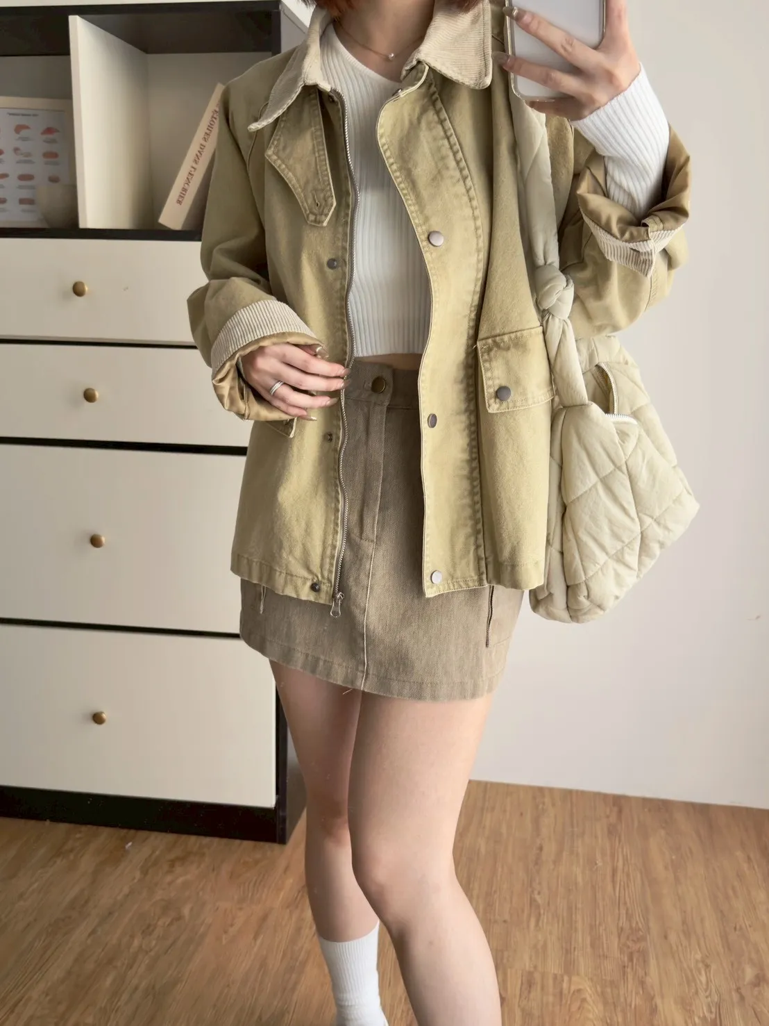 牛仔撞色領外套