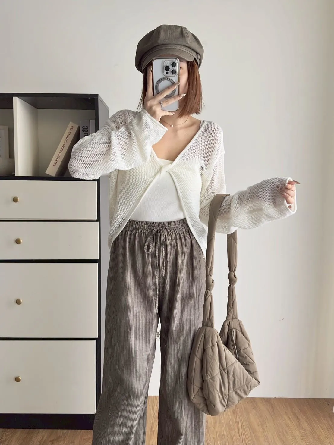 前扭結兩件式針織上衣