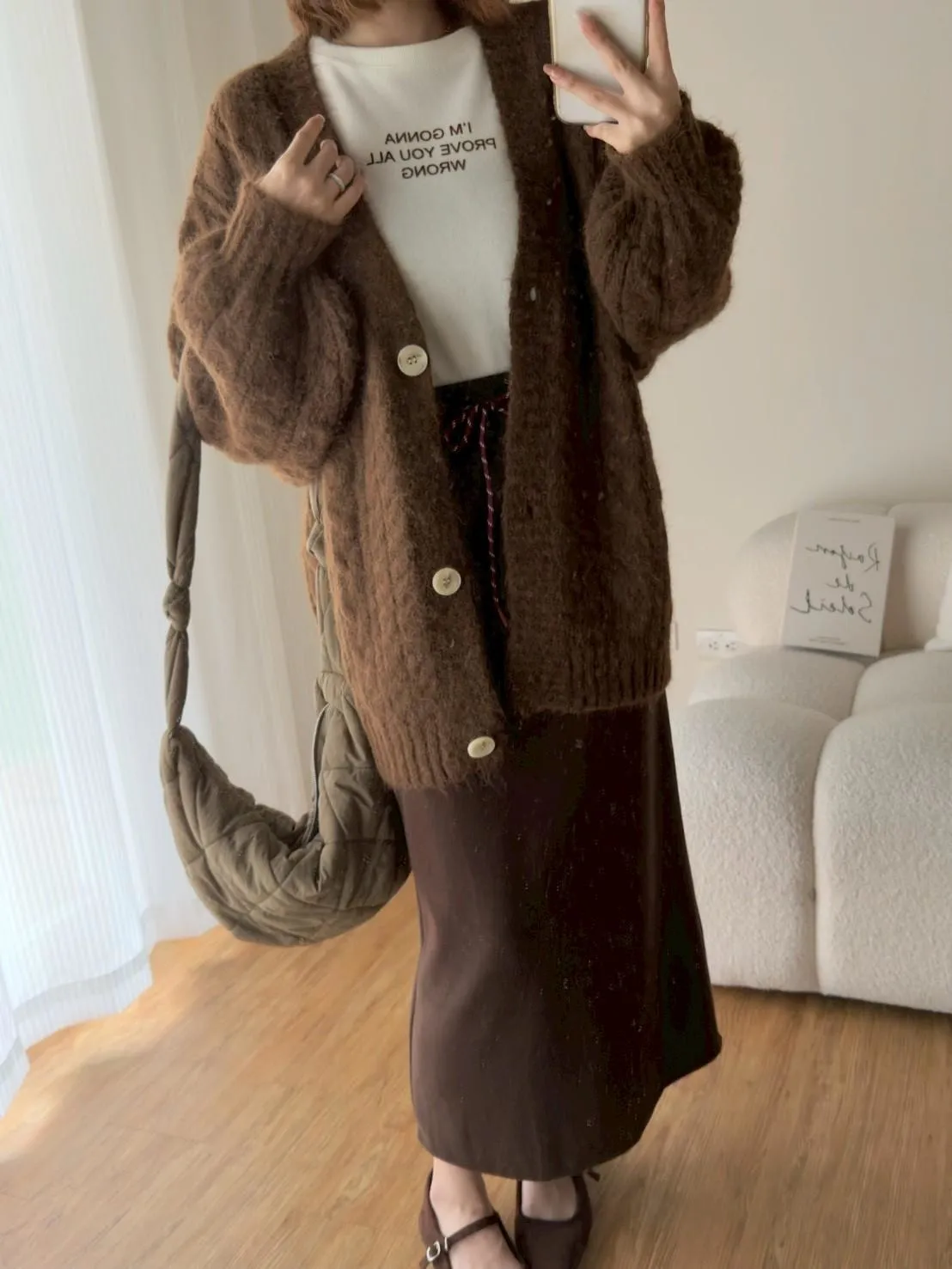 大版花苞袖麻花針織外套