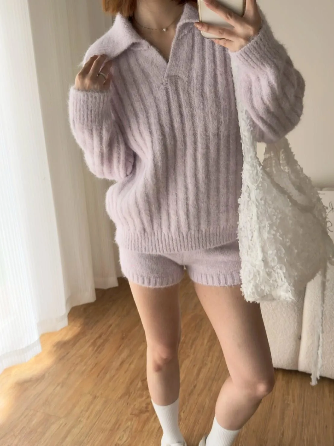 POLO領坑條毛衣➕短褲套裝