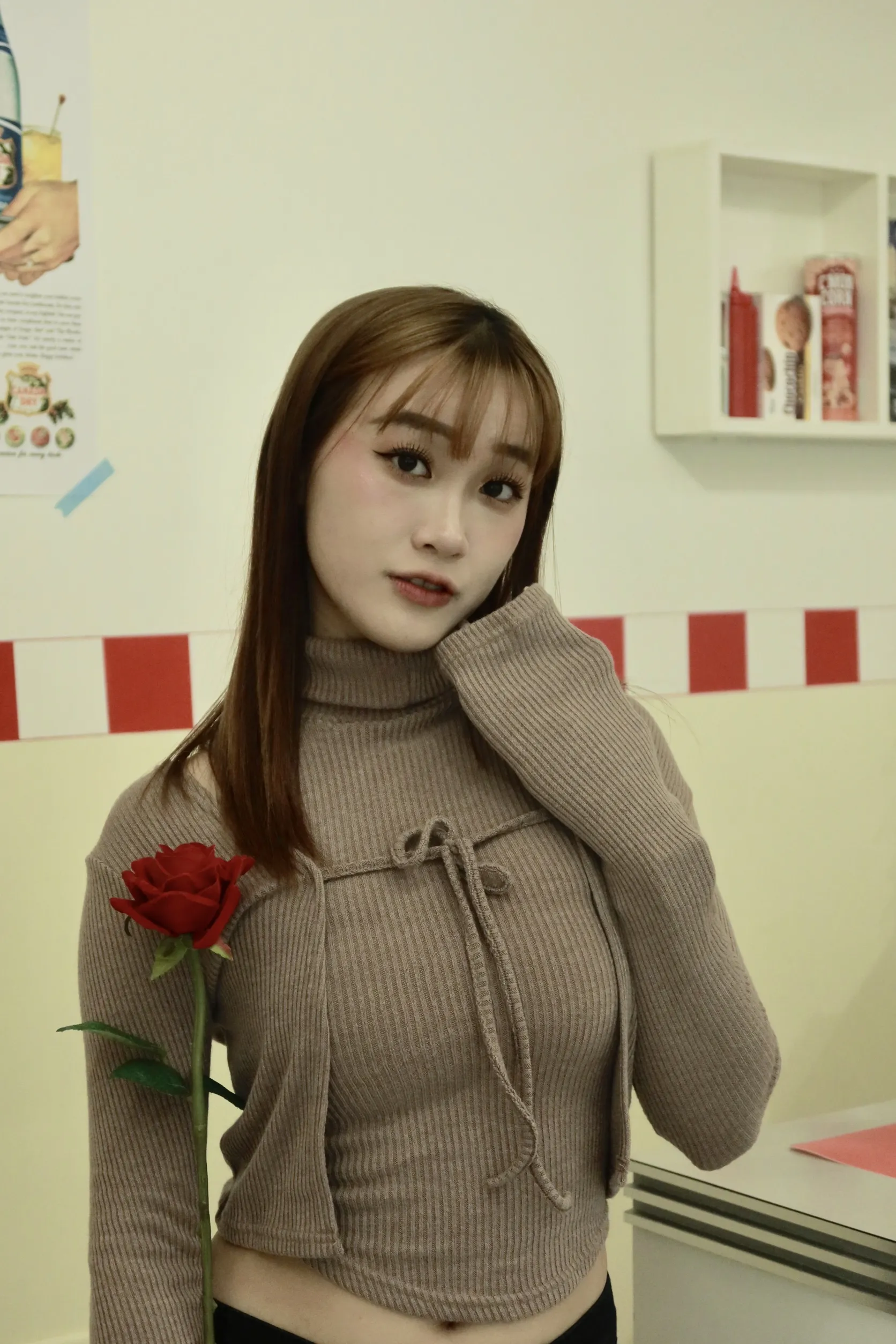 正韓高領開衫套裝