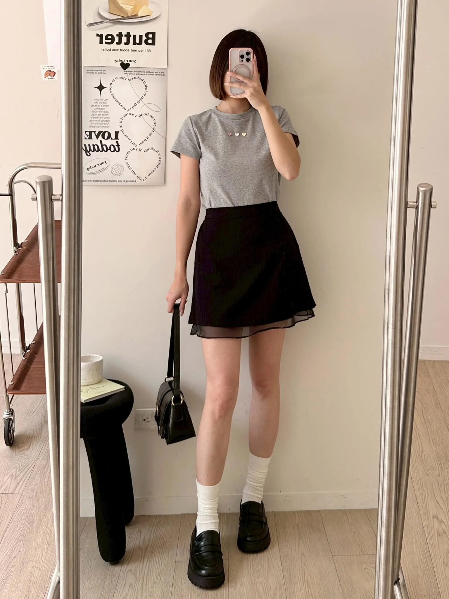 韓風早春款雙層浪漫短裙