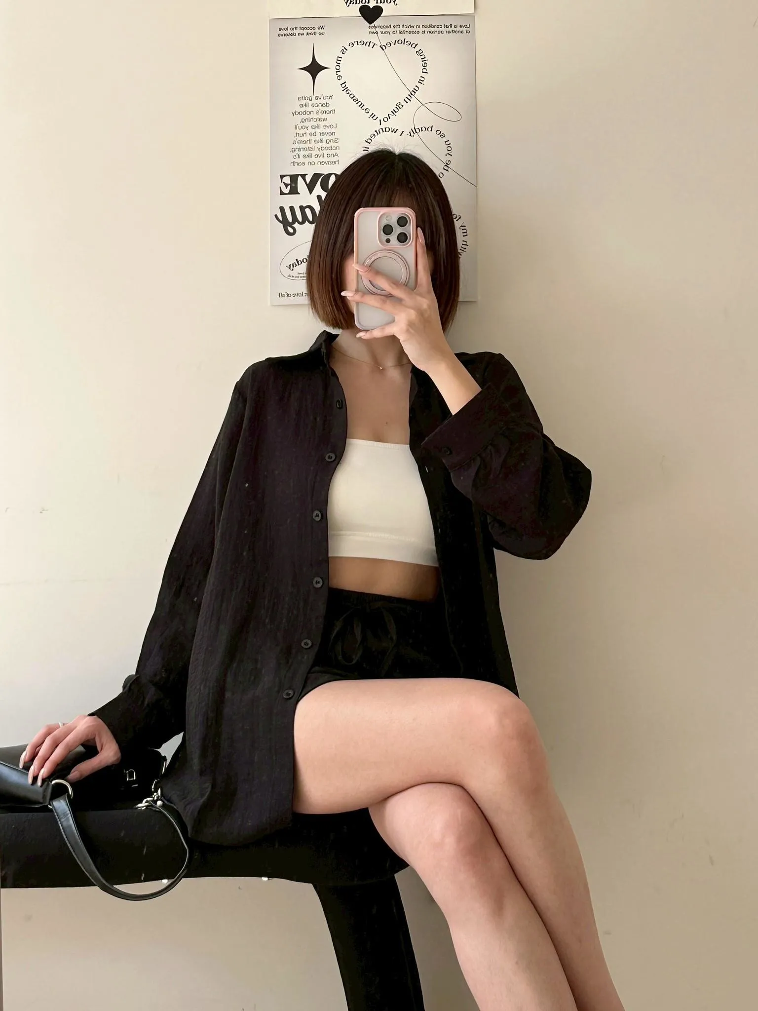 韓風早春款天絲襯衫➕短褲套裝