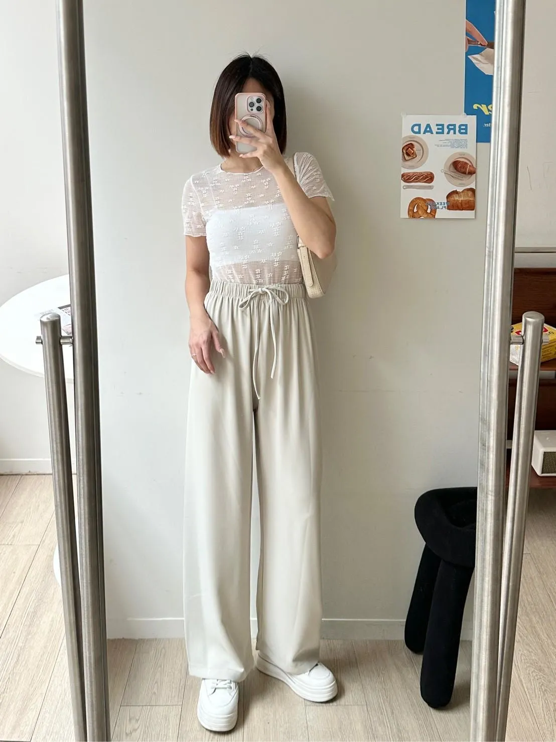 打底小花透紗上衣