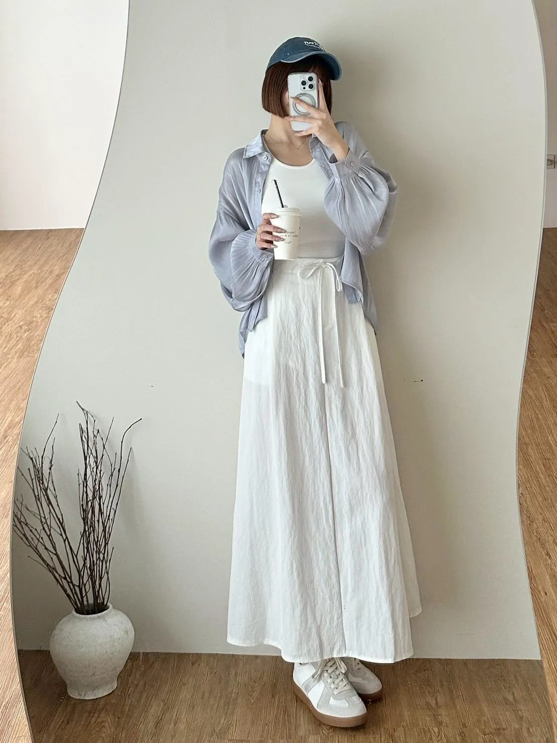 微光澤透紗襯衫
