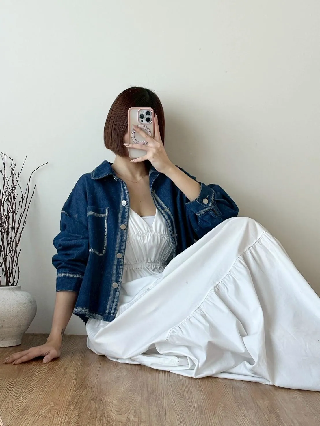 暈染撞邊牛仔襯衫